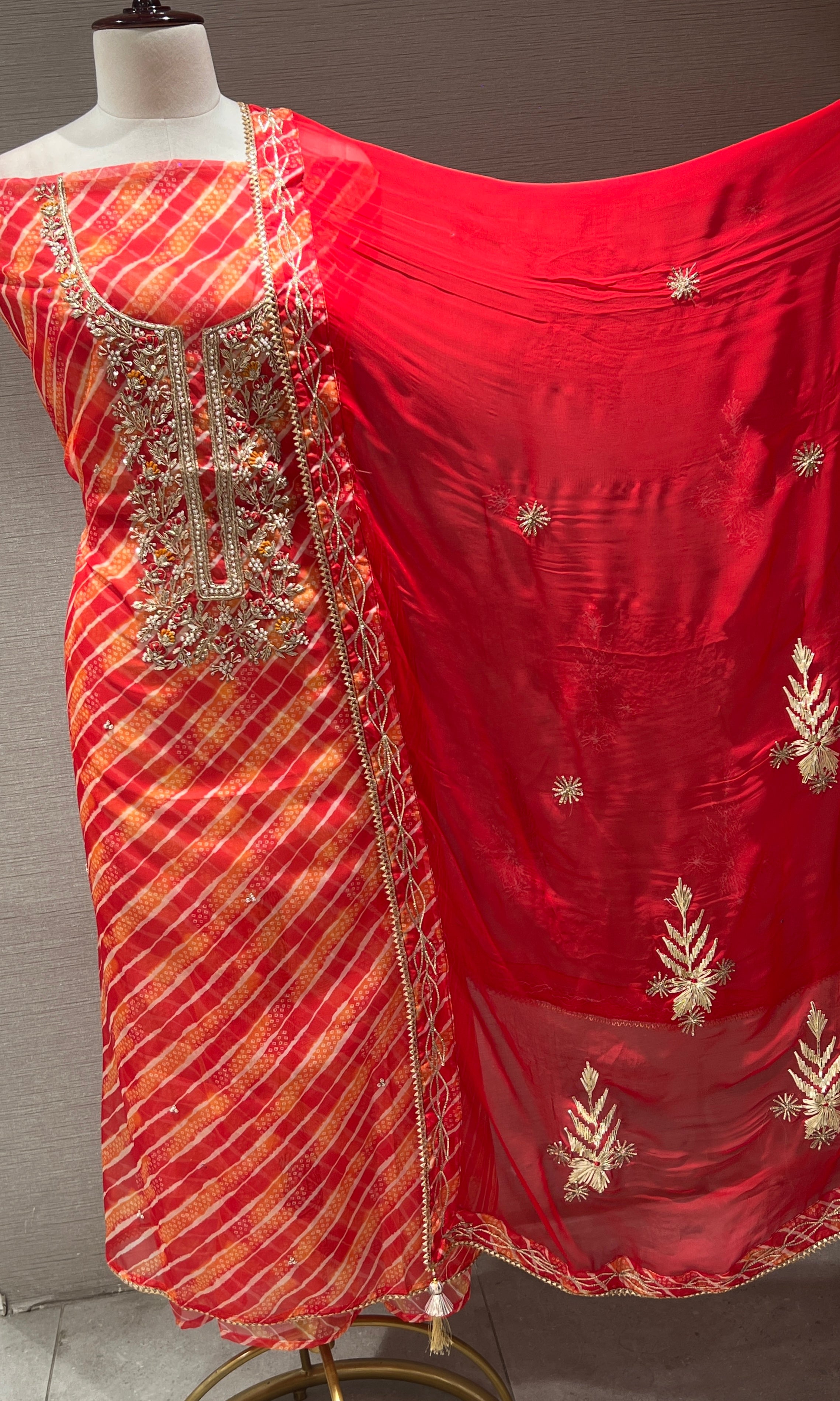Orange dress material (party wear)