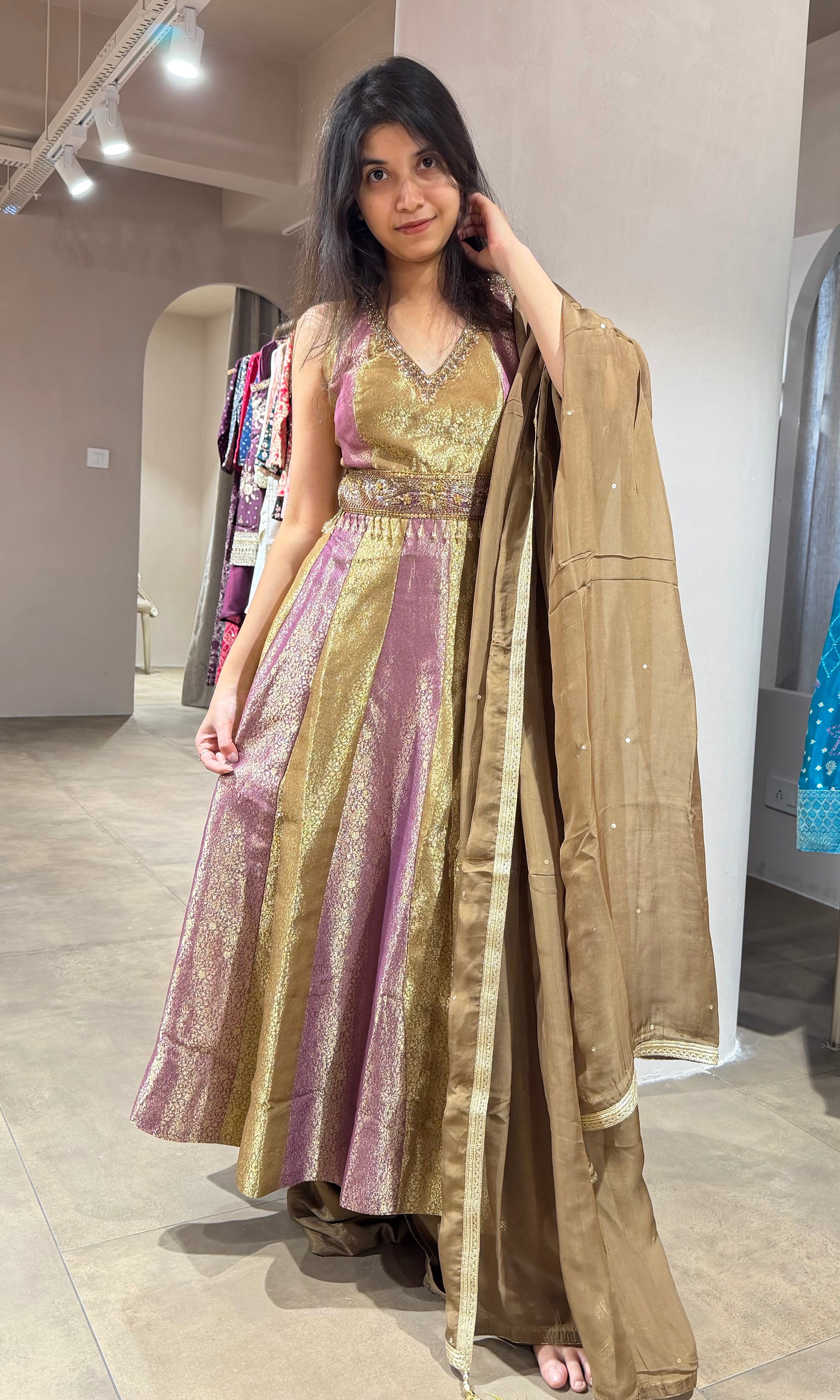 Mehandi green ANARKALI WITH PALAZZO PANTS