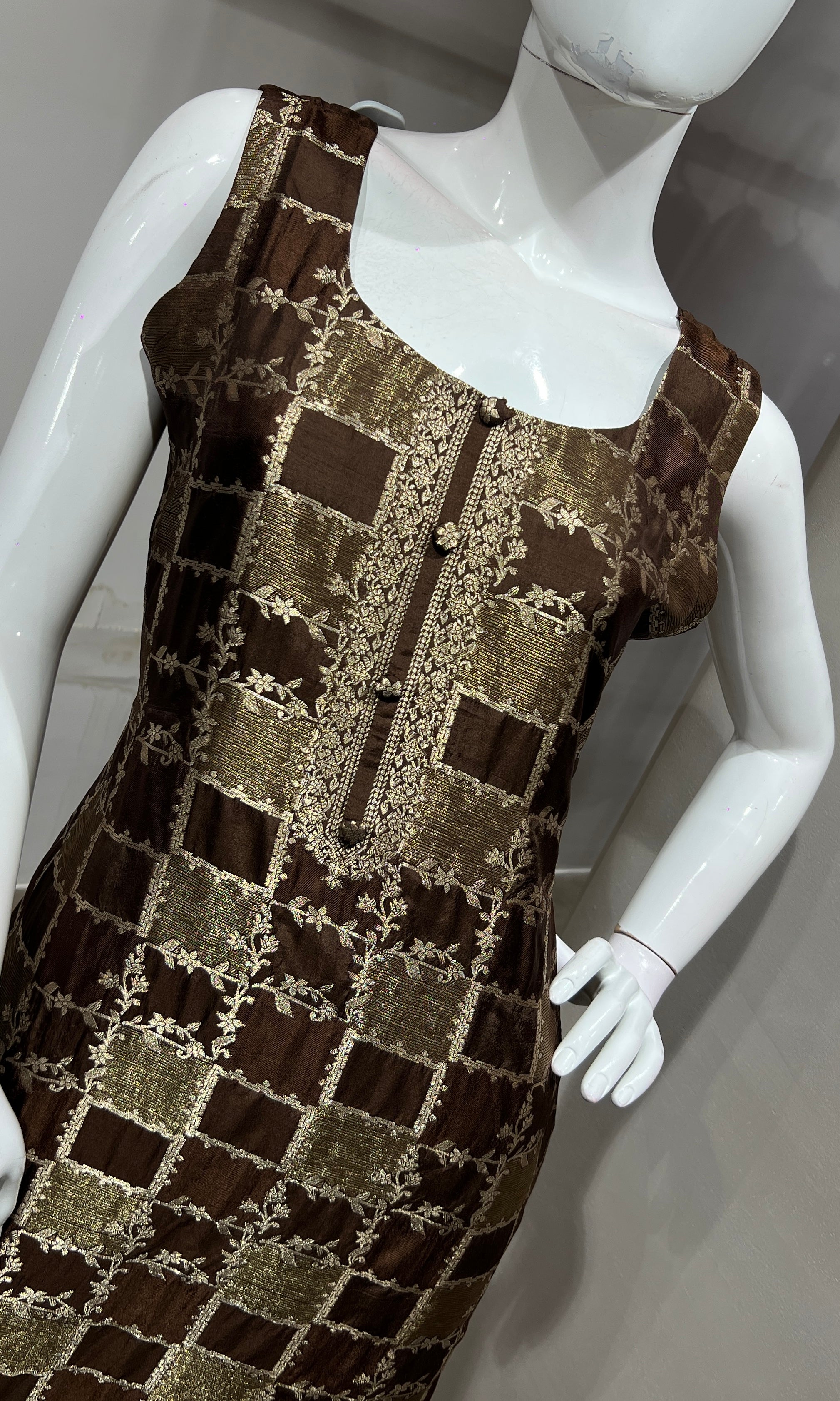 brown Silk Embroidered Zari Kurta Set