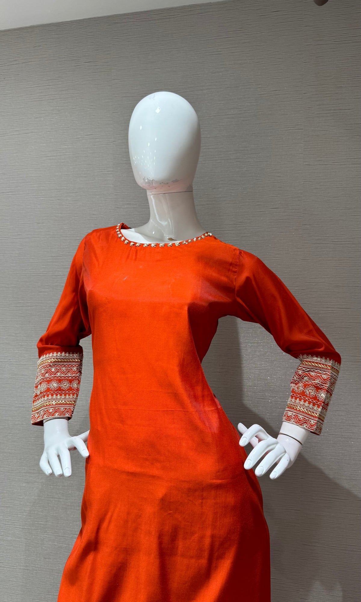 Rust chanderi silk Kurta set with Flared Dupatta