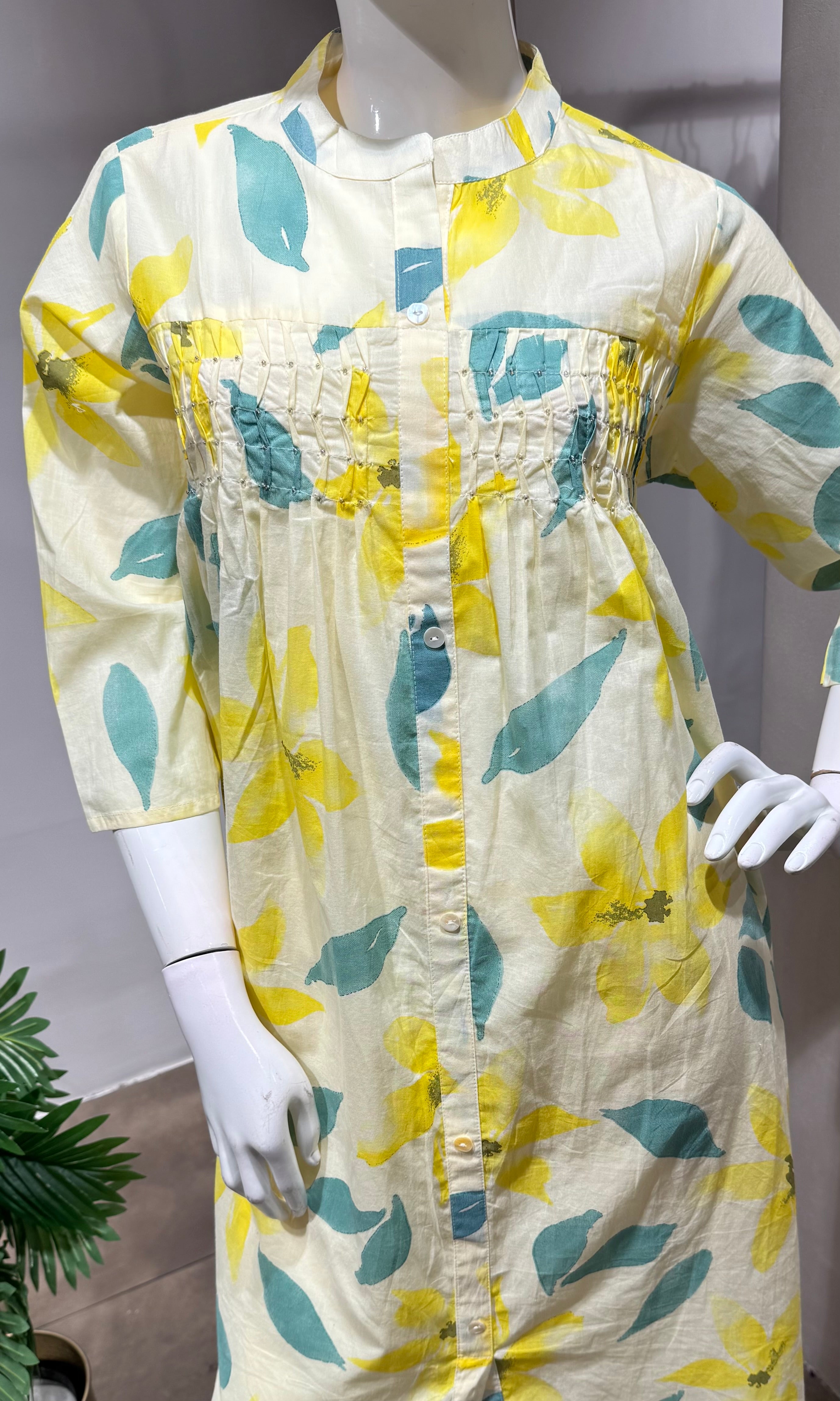 Yellow LEAF DESIGN SPRING SUMMER kurta set