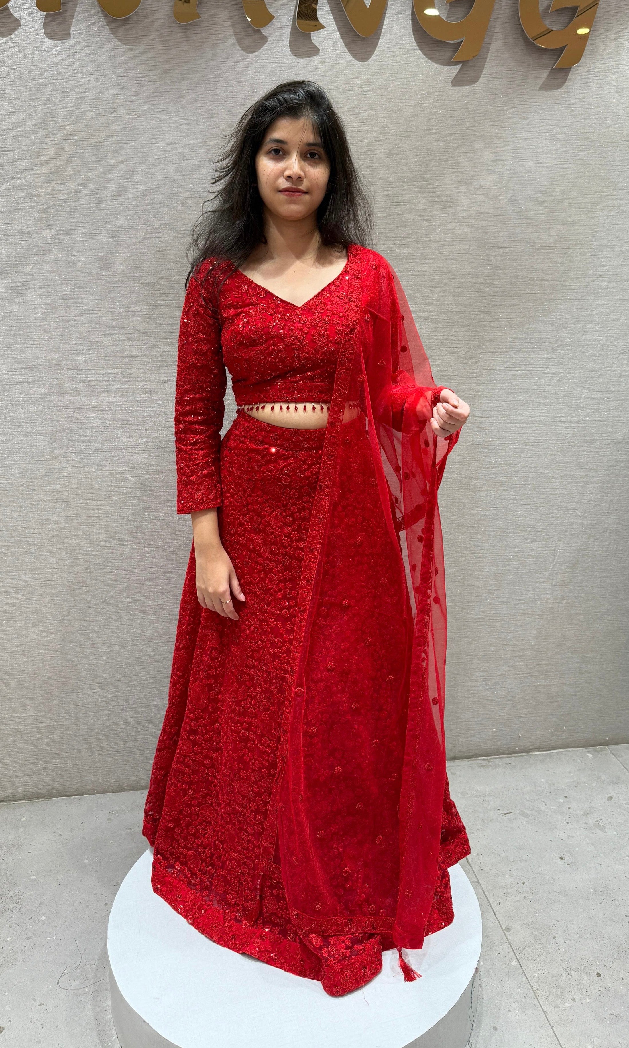 Ruby Starburst Sequin Lehenga