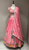 rose pink lehenga with peacock design