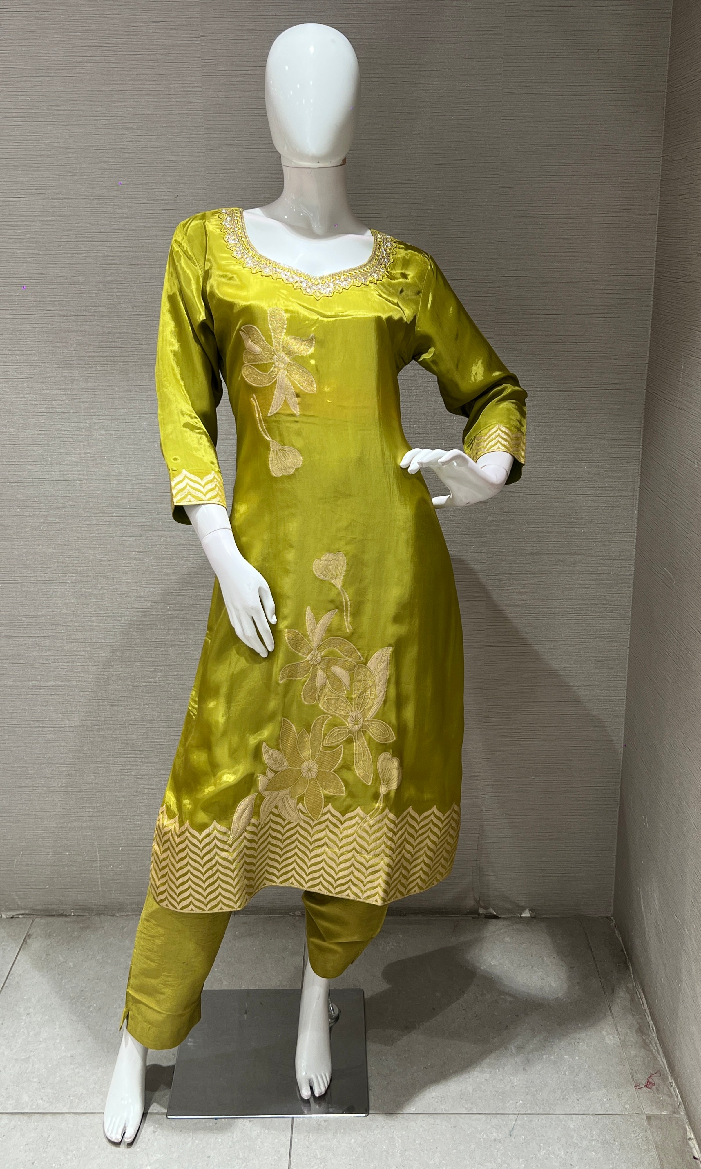 LIRIL Golden EMBROIDERED KURTA SET
