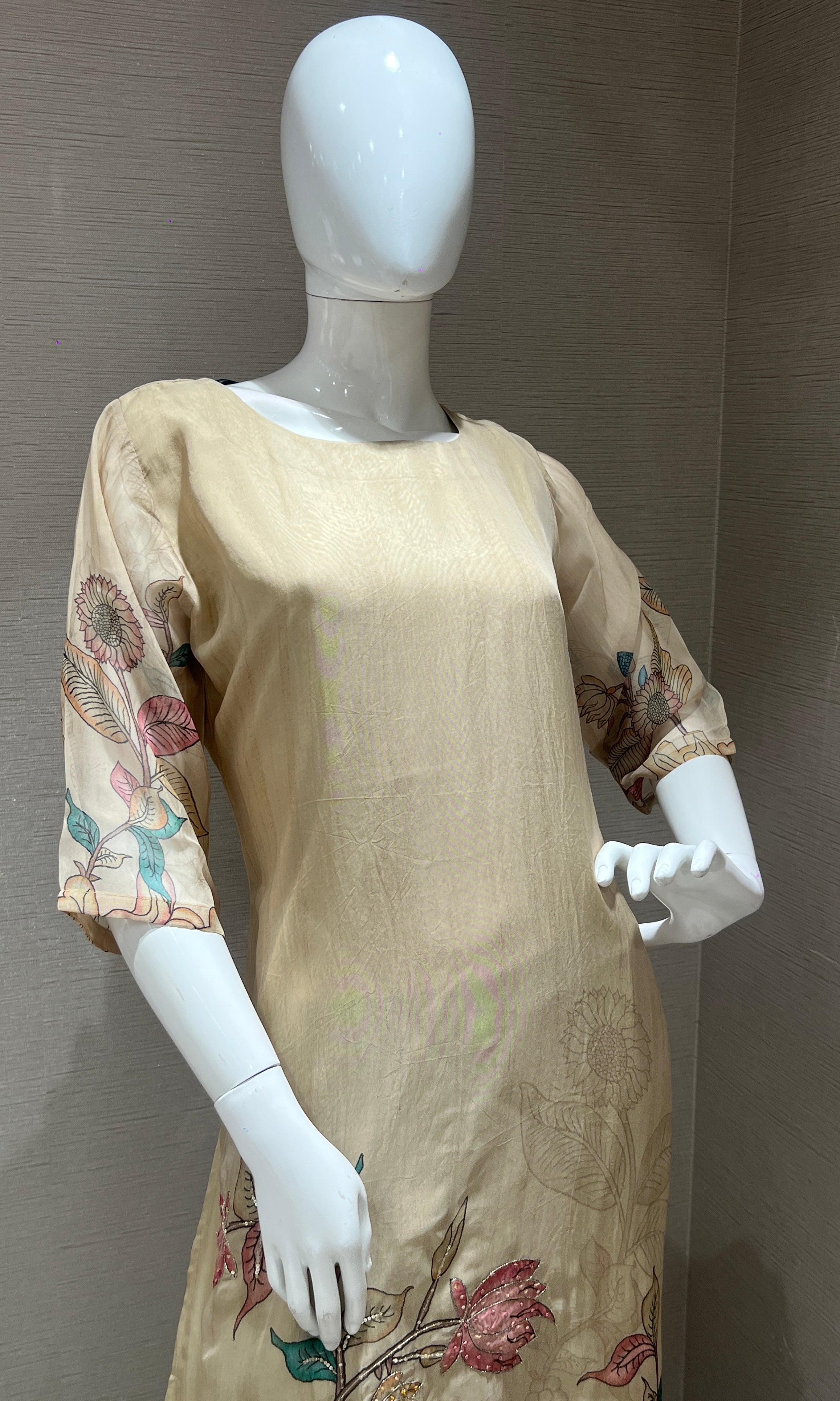Beige kalamkari Kurti top
