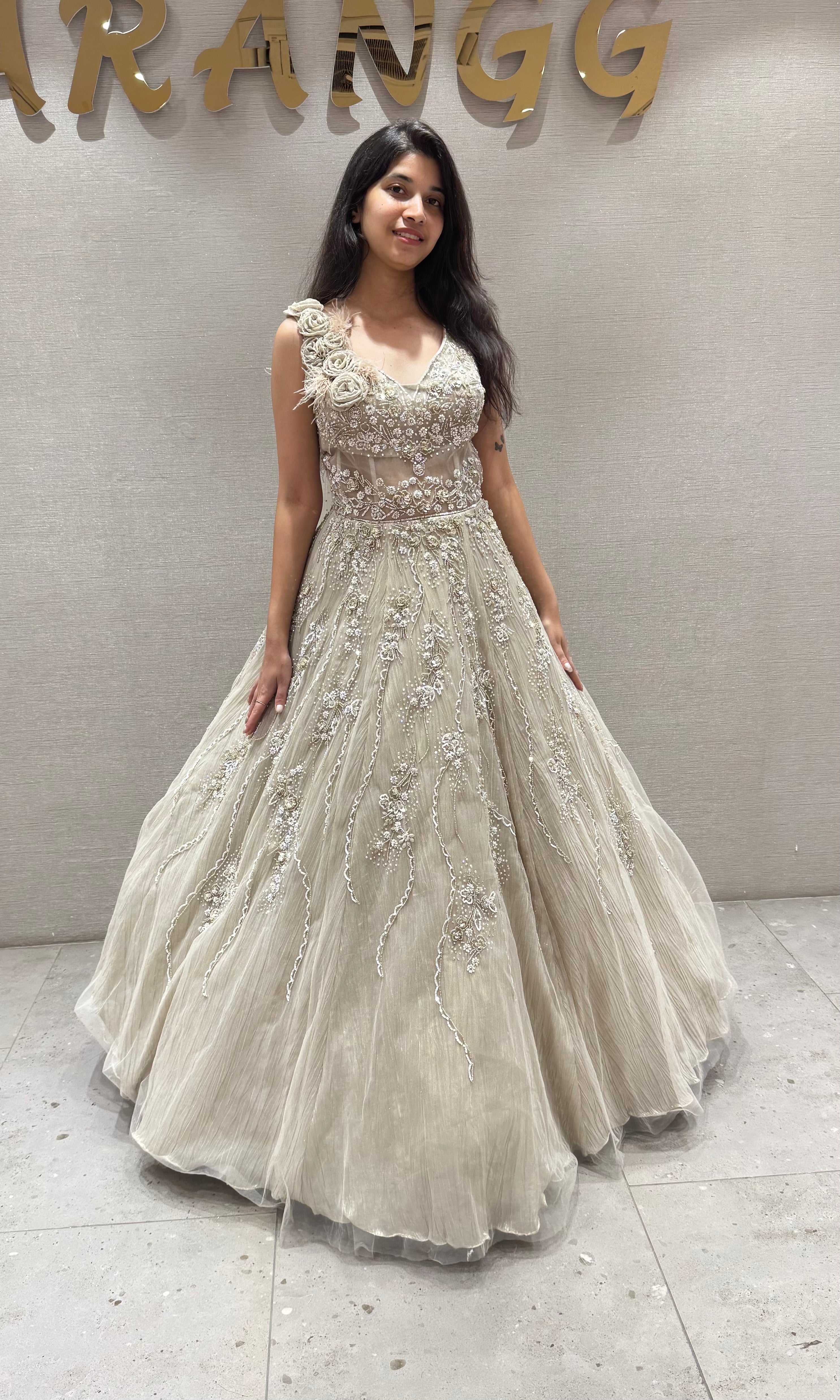 Mauve FLORAL EMBROIDERED GOWN