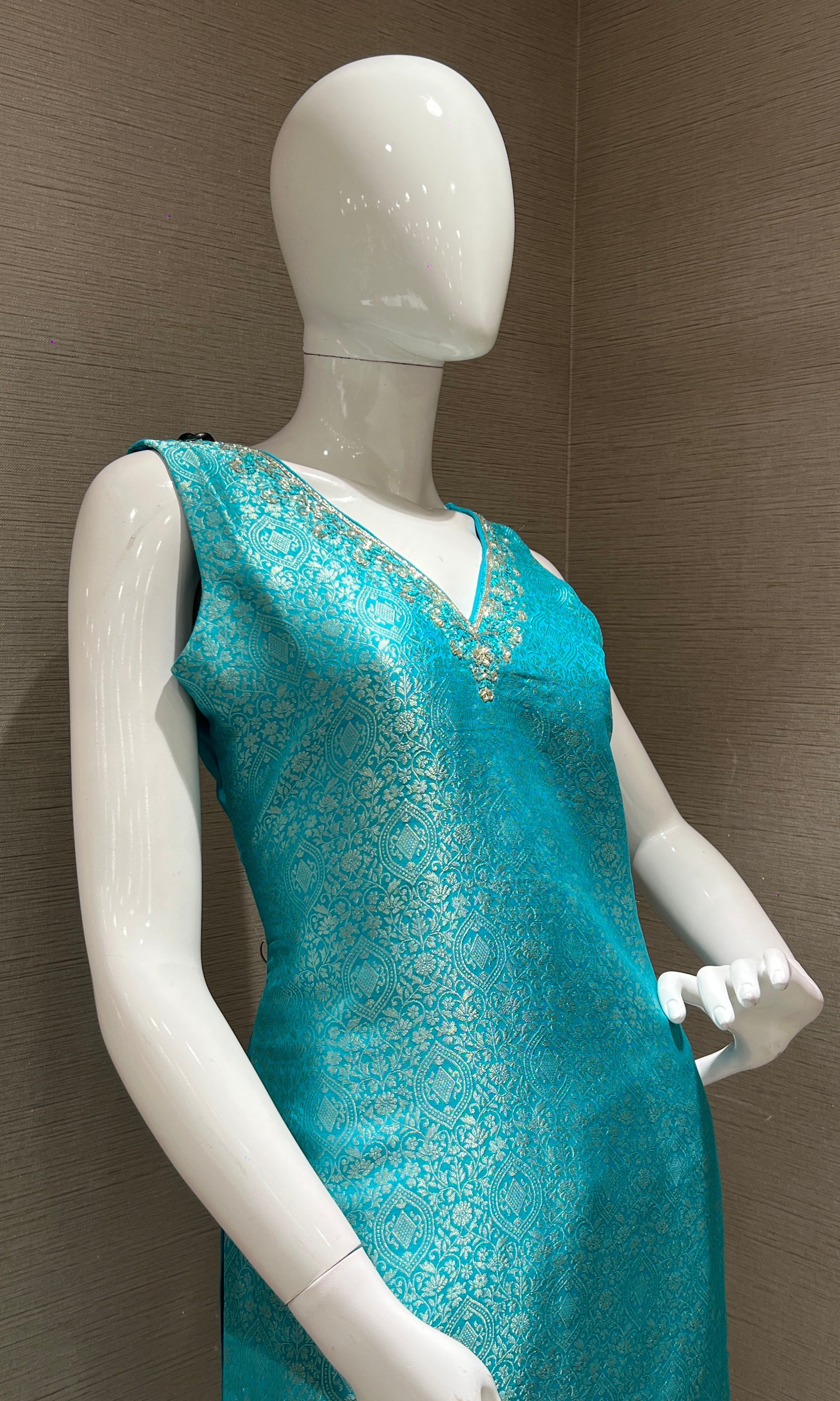 Light Blue Shine Kurta Set with Dupatta