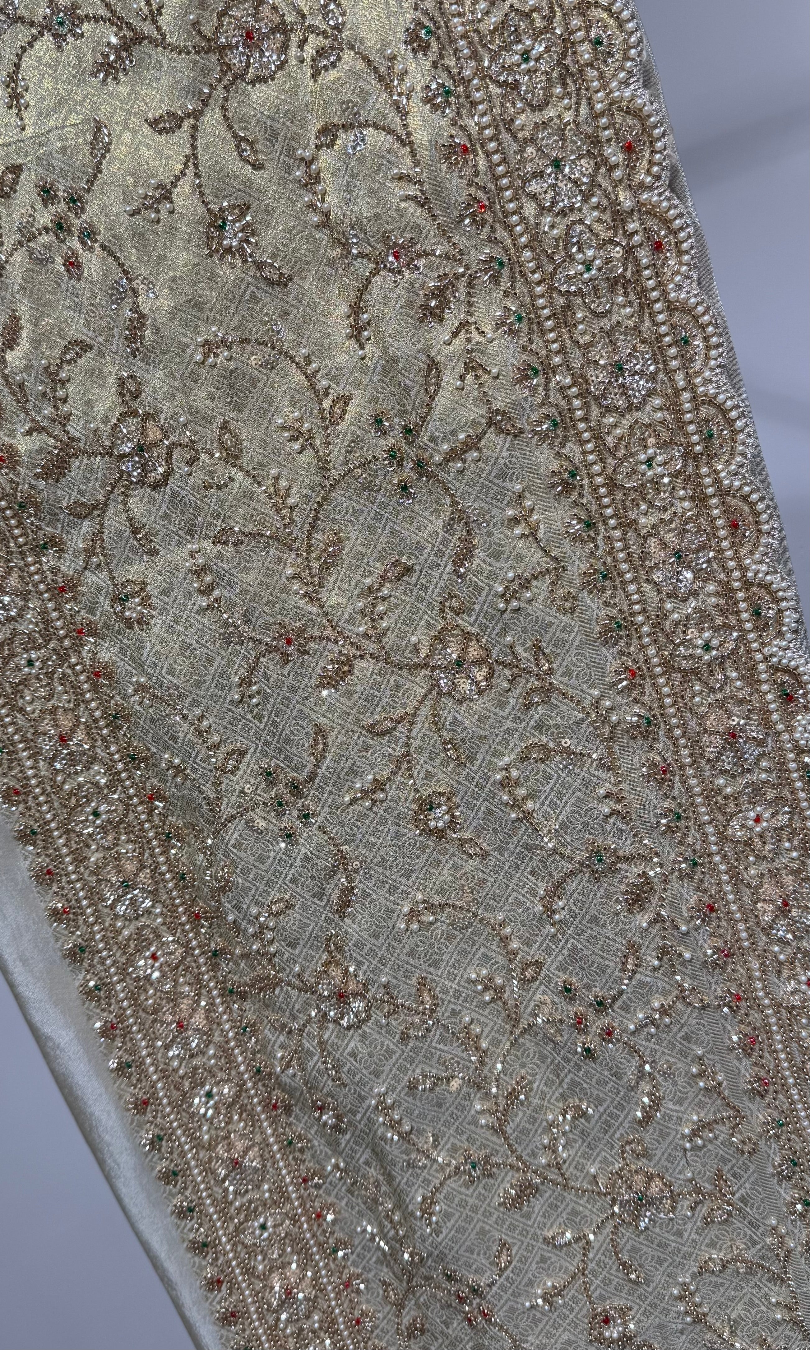 Gold Banarasi Saree with Embroidered Blouse