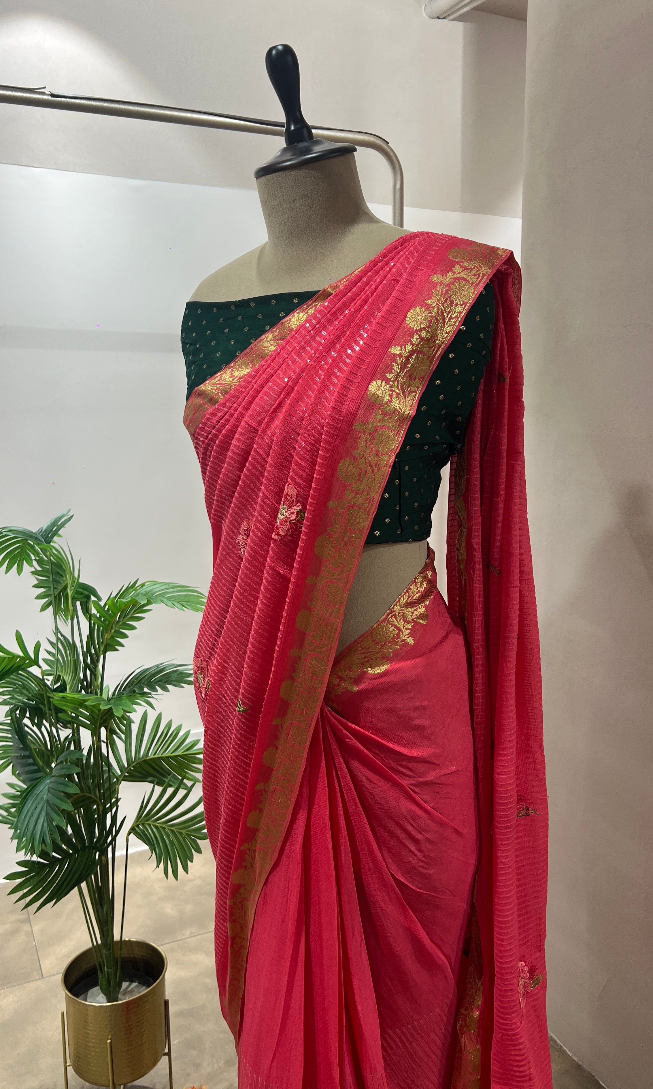 Pink FLORAL FANCY saree