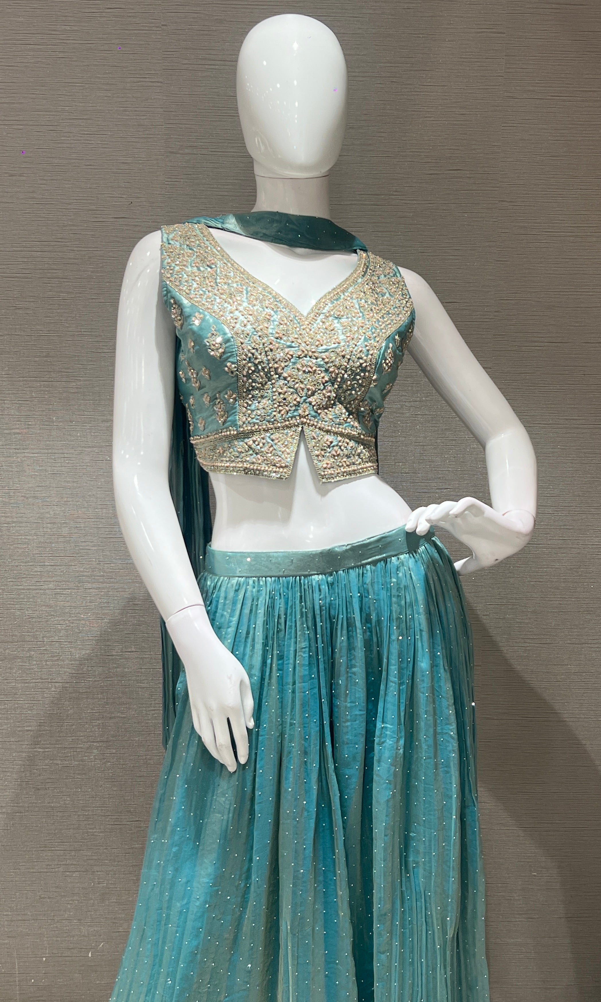 Sea blue EMBROIDERED palazzo SET