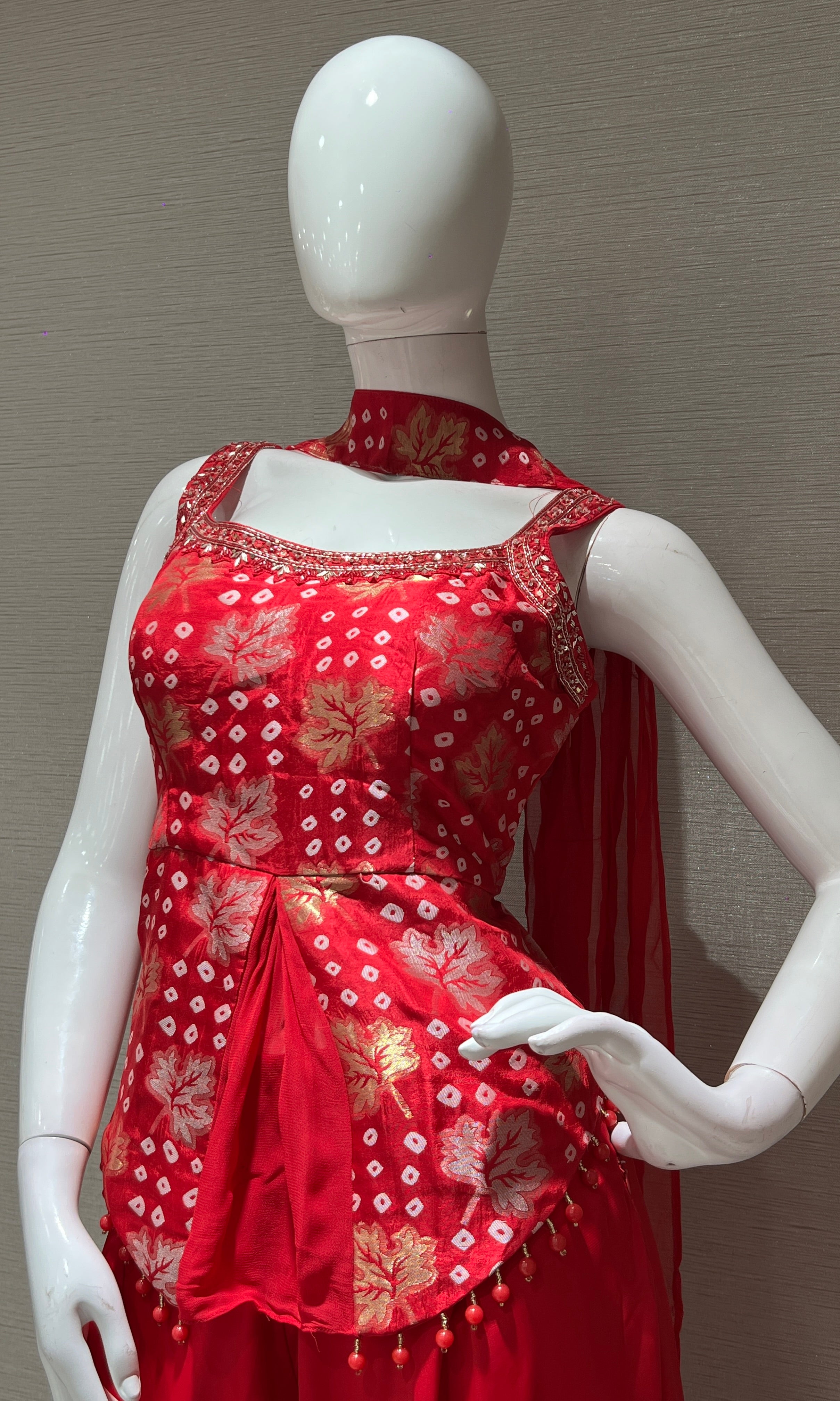 Rani pink peplum print palazzo set