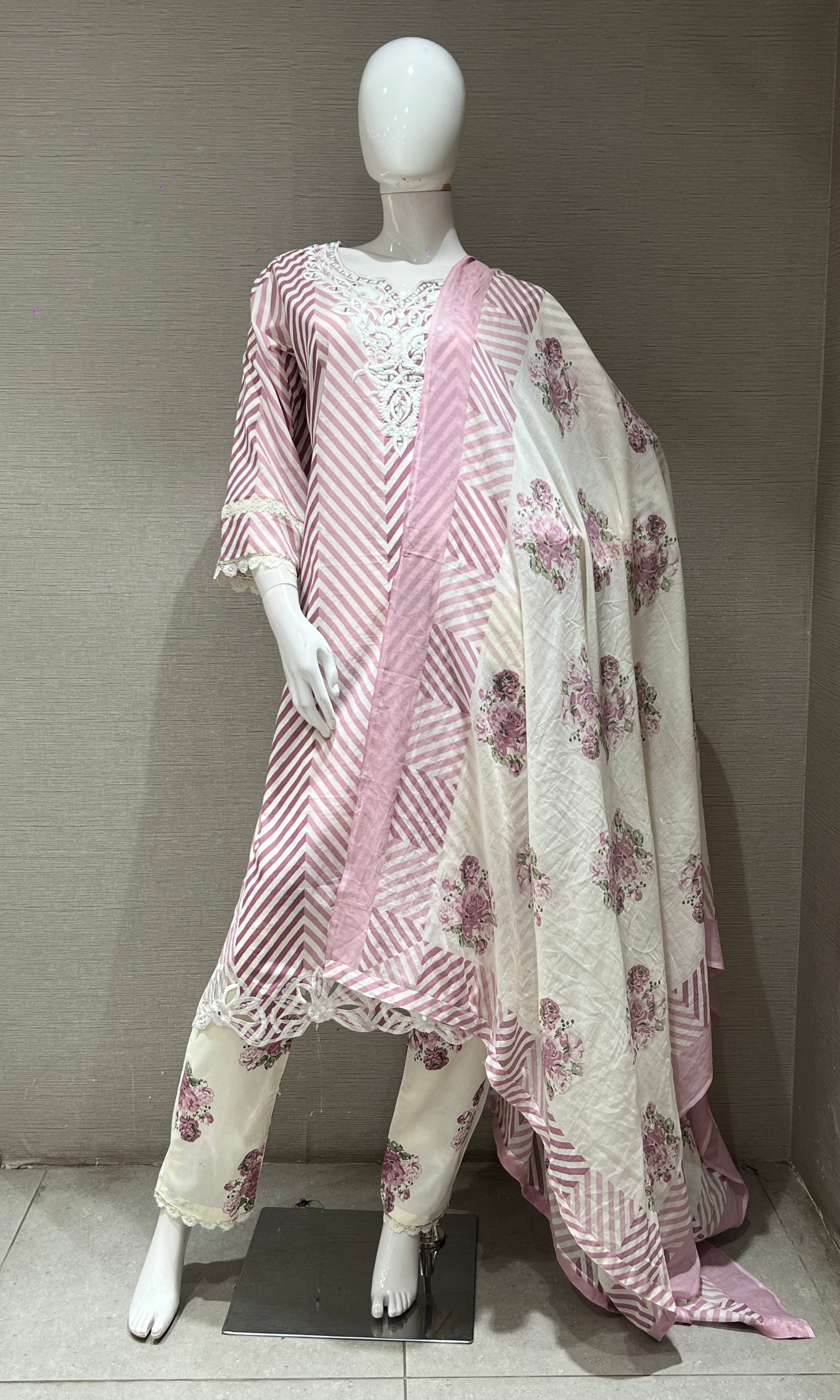 Light purple LEHARIYA ZIG ZAG kurta set