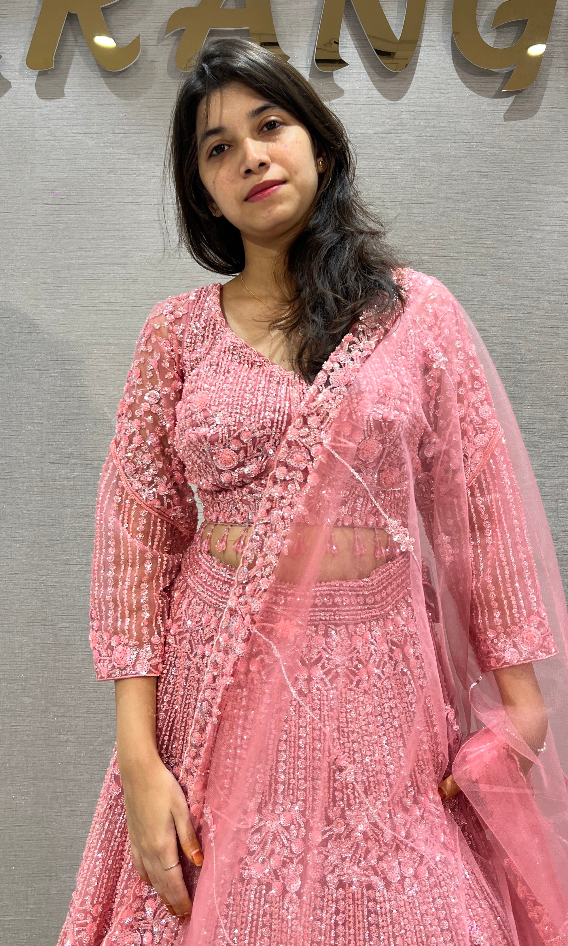 Rose Radiance Heavily Embroidered Net Lehenga Set