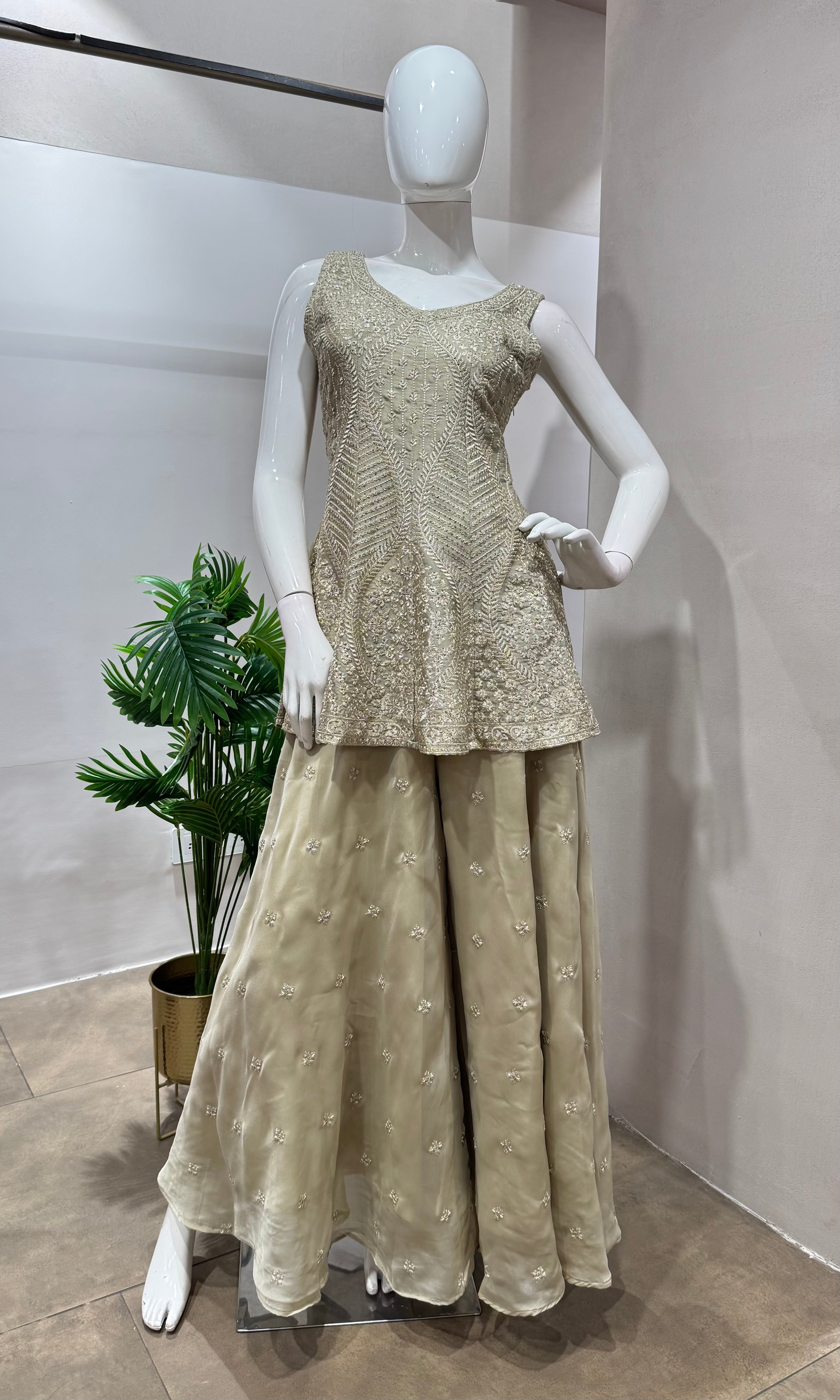 Grey ethnic palazzo set