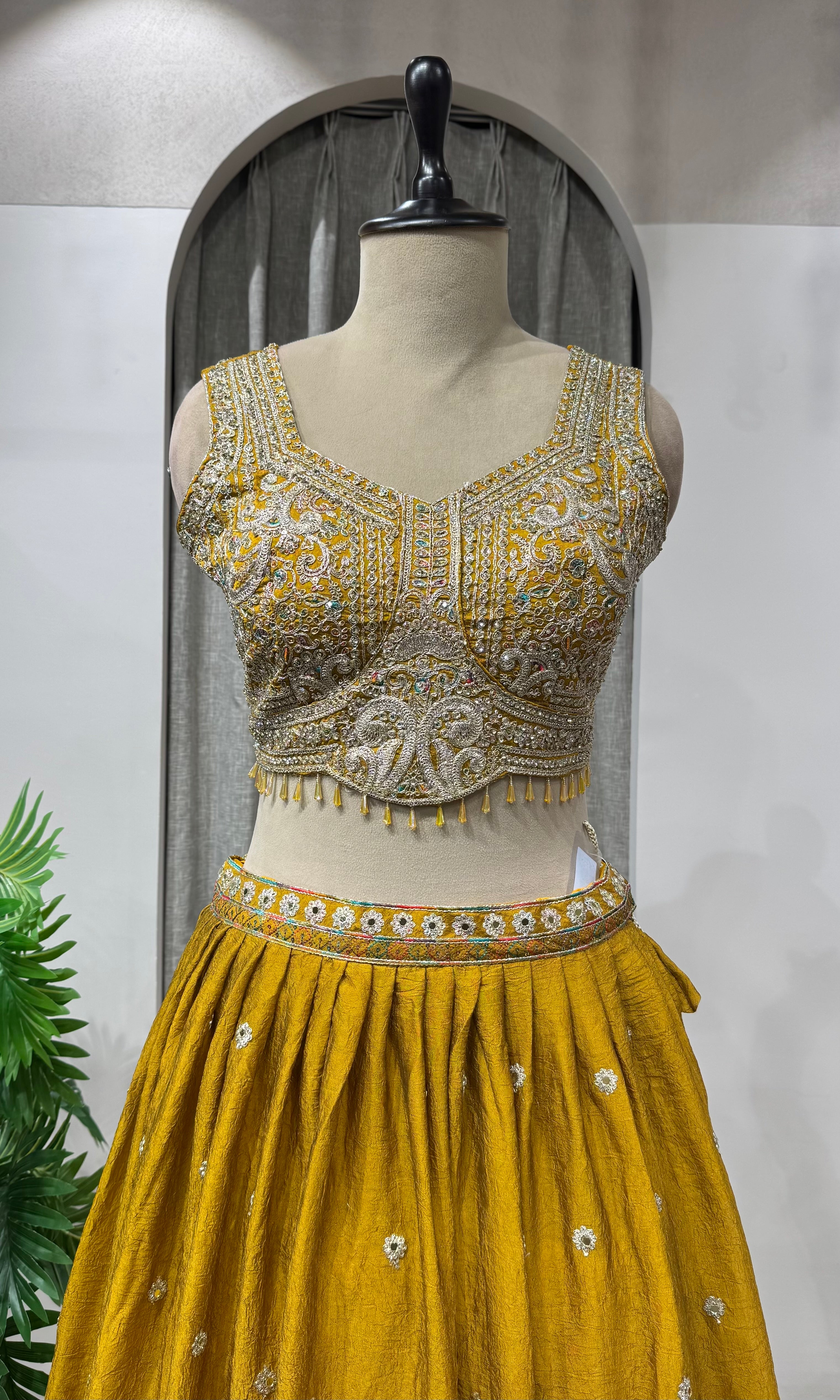 Mustard Yellow Embroidered Lehenga Set