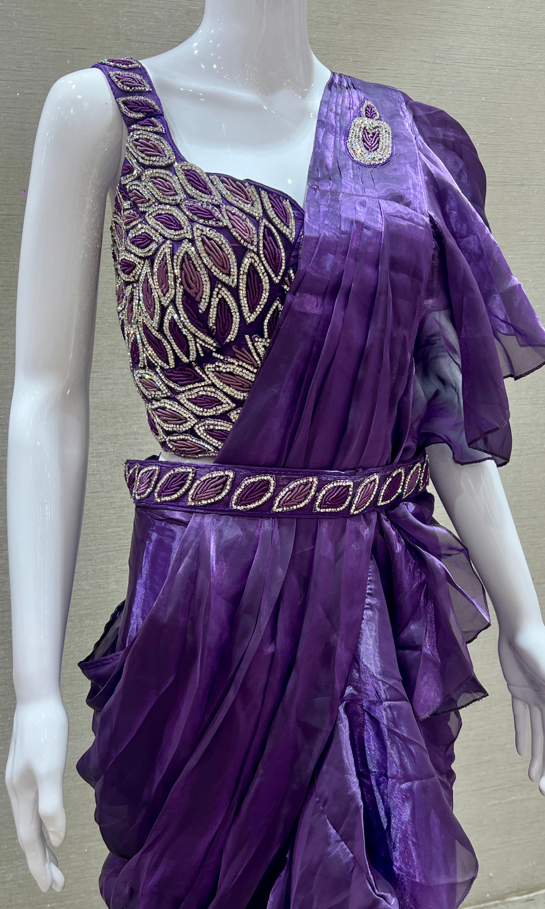 Purple one minute saree