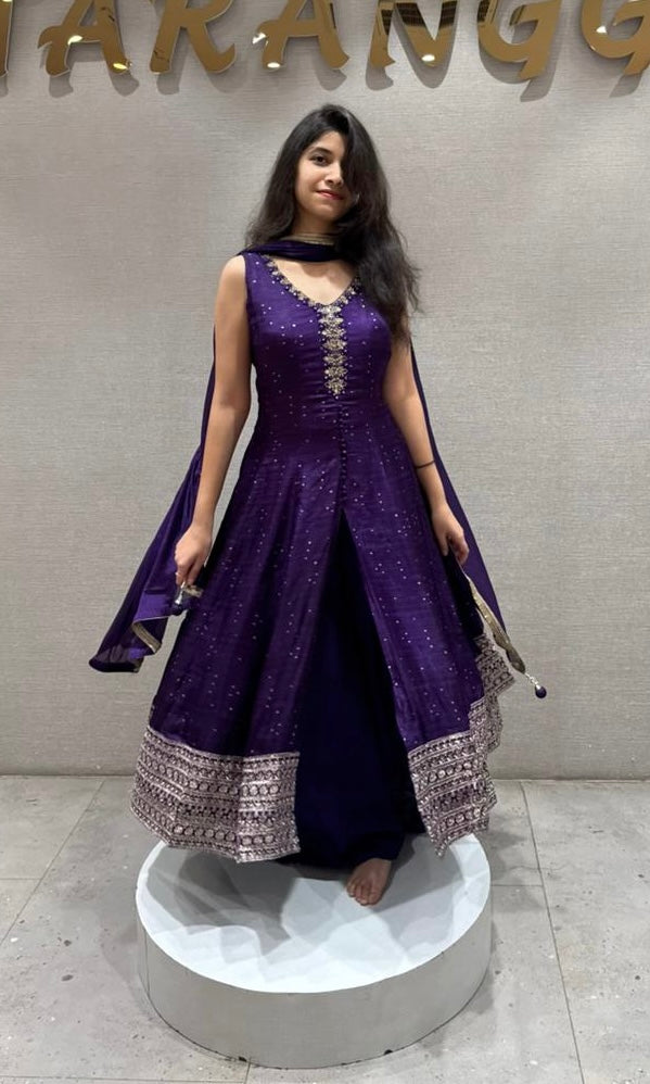 Royal Amethyst Front Slit Anarkali KURTA Set