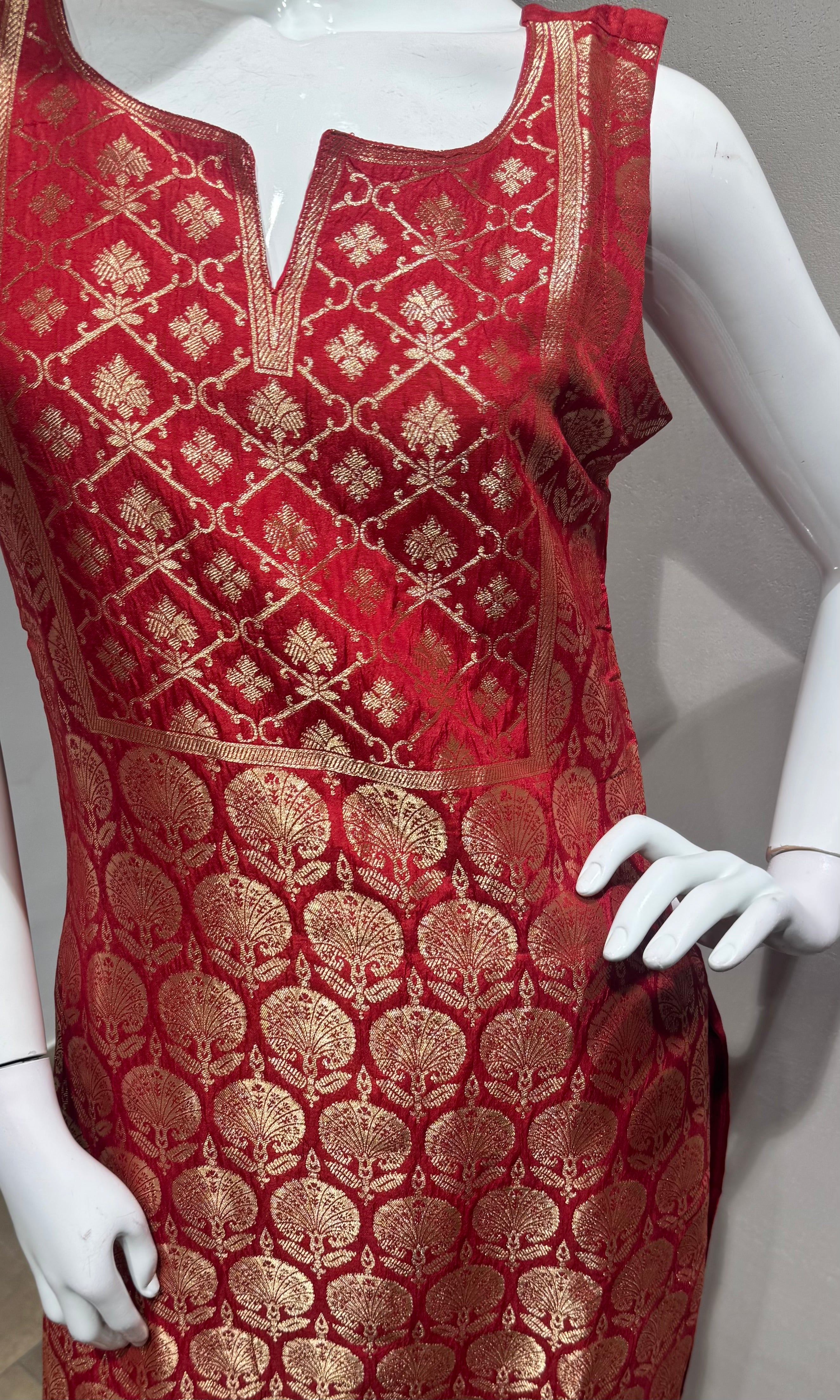 Rust golden banarasi kurta set