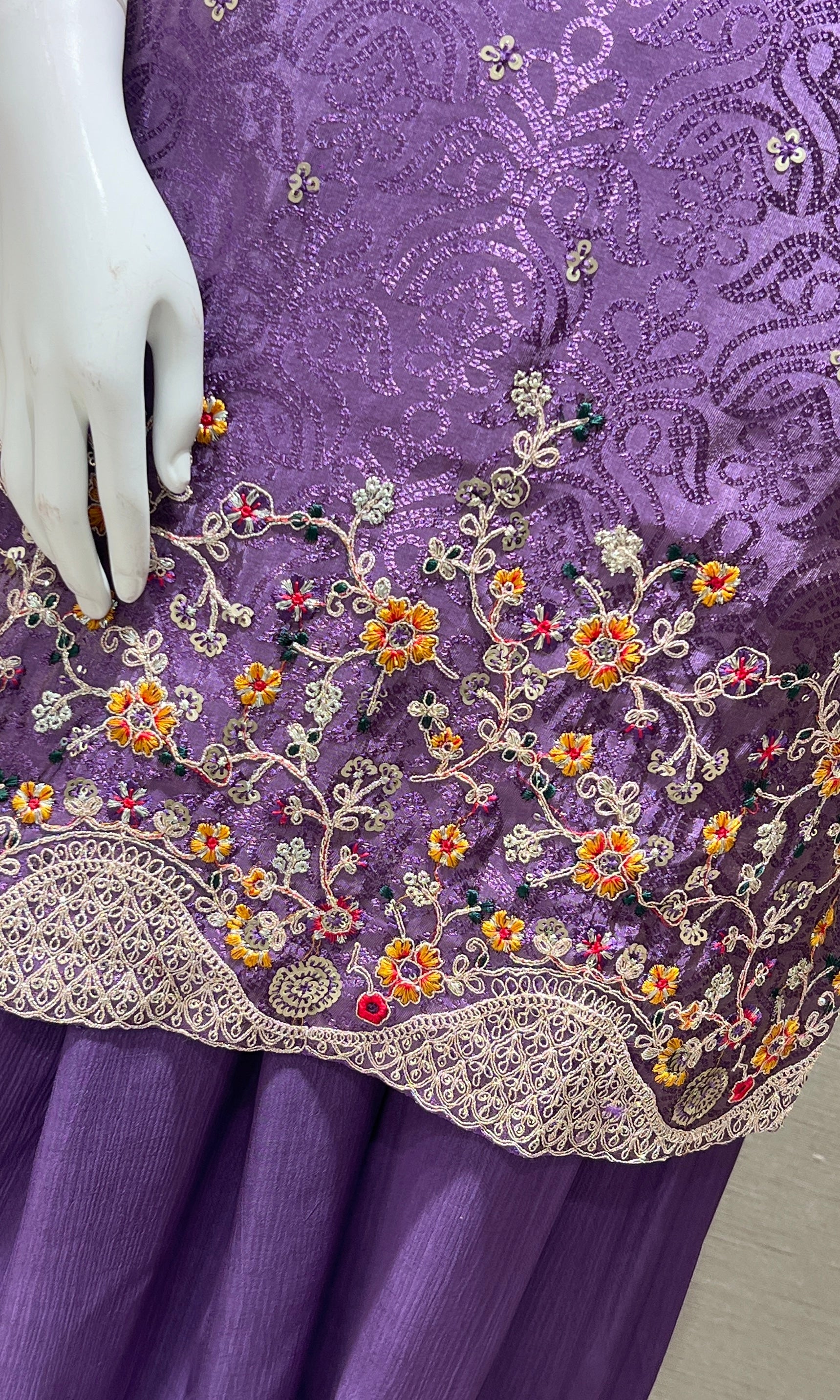 PURPLE embroidered sharara seT