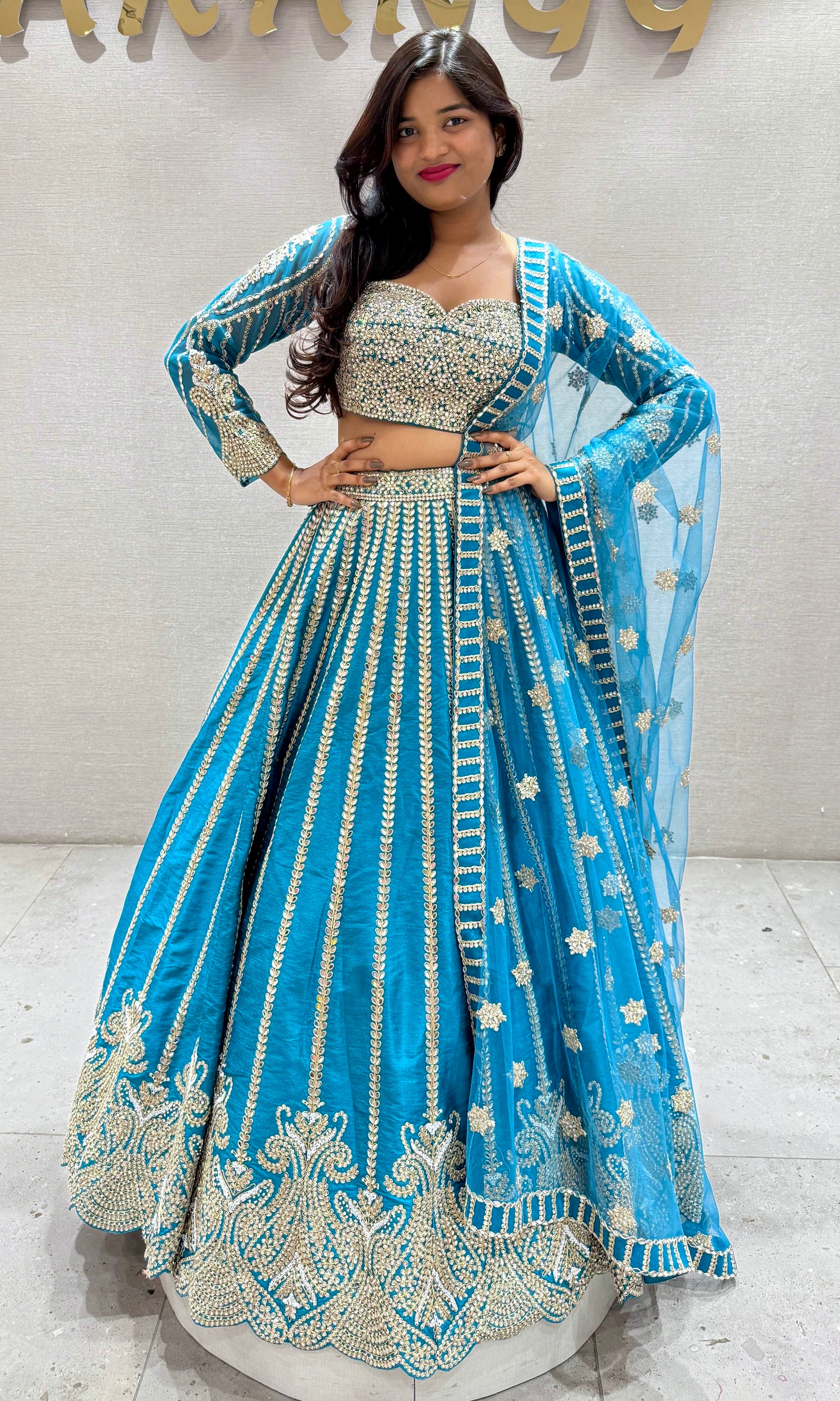 Peacock blue Lehenga