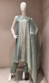 Sage Green tissue silk Kurta Set with Dupatta