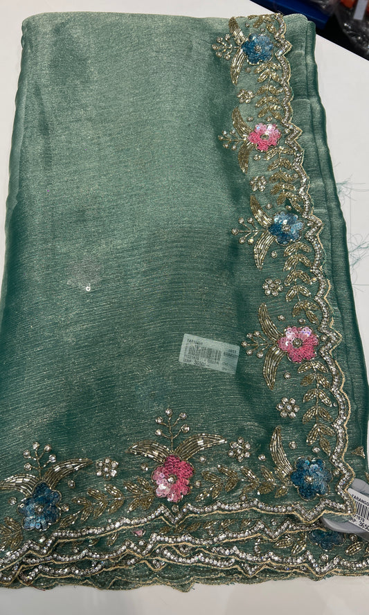 Light green fancy saree 333