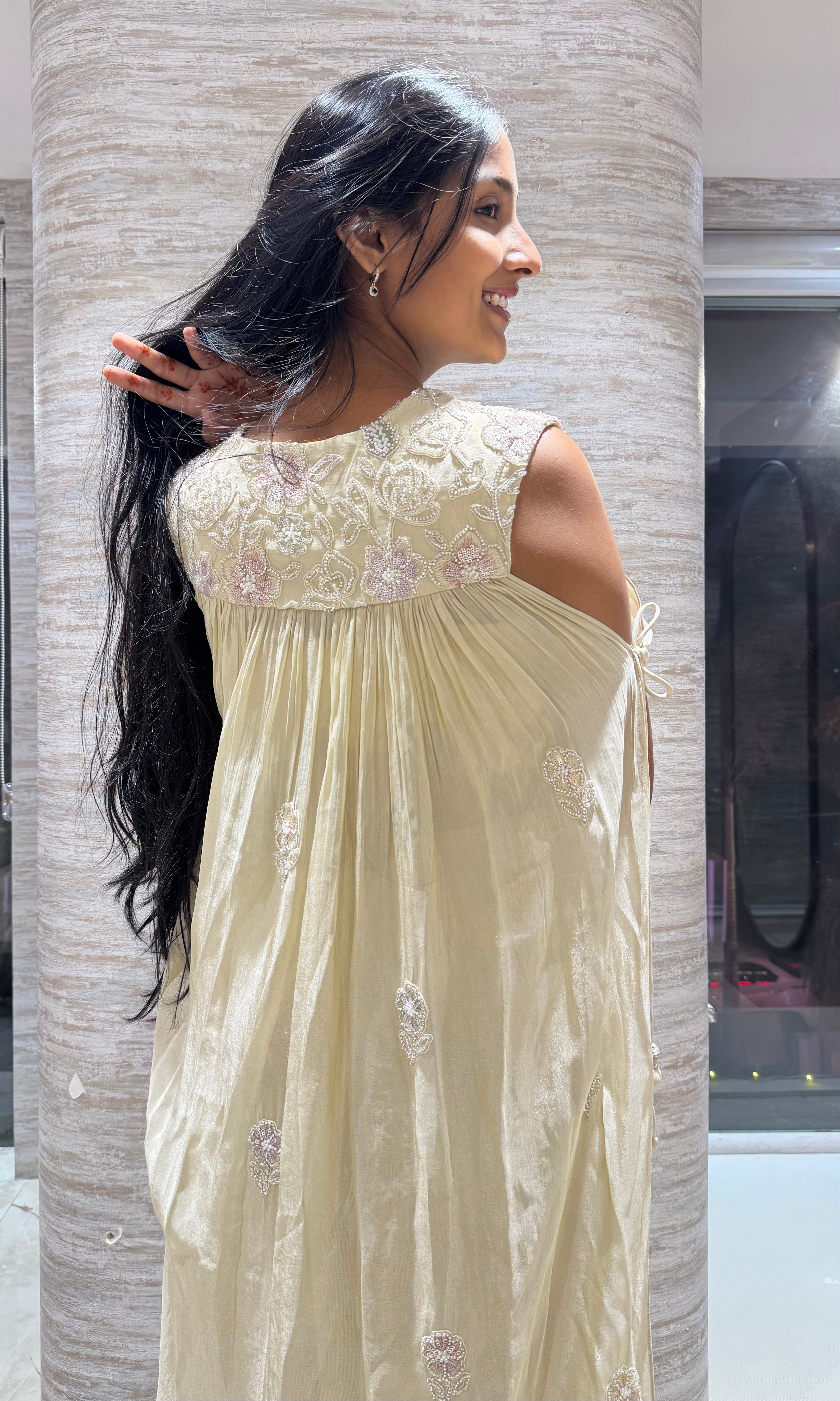Half white Embellished Indo western palazzo
