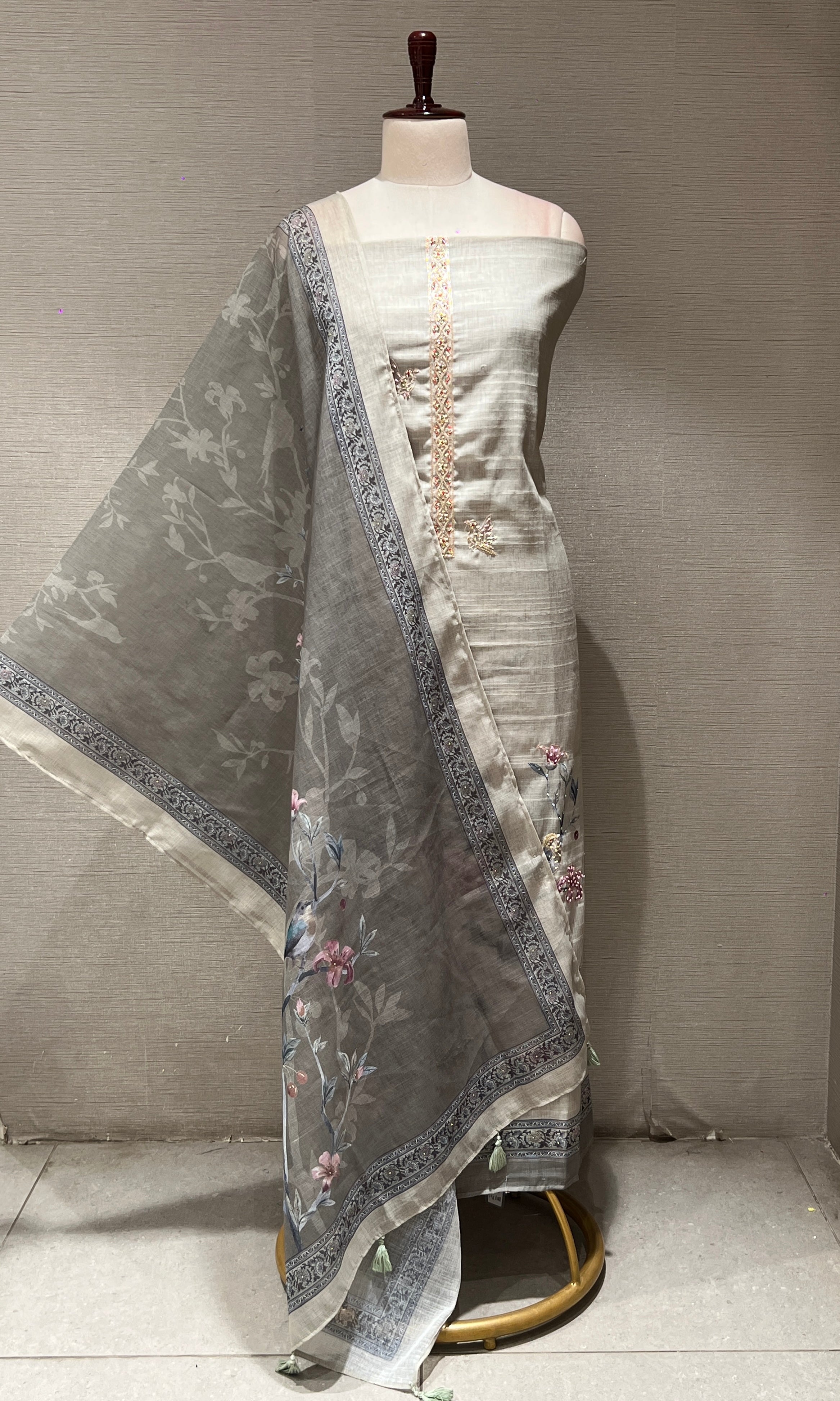 Pista green dress material