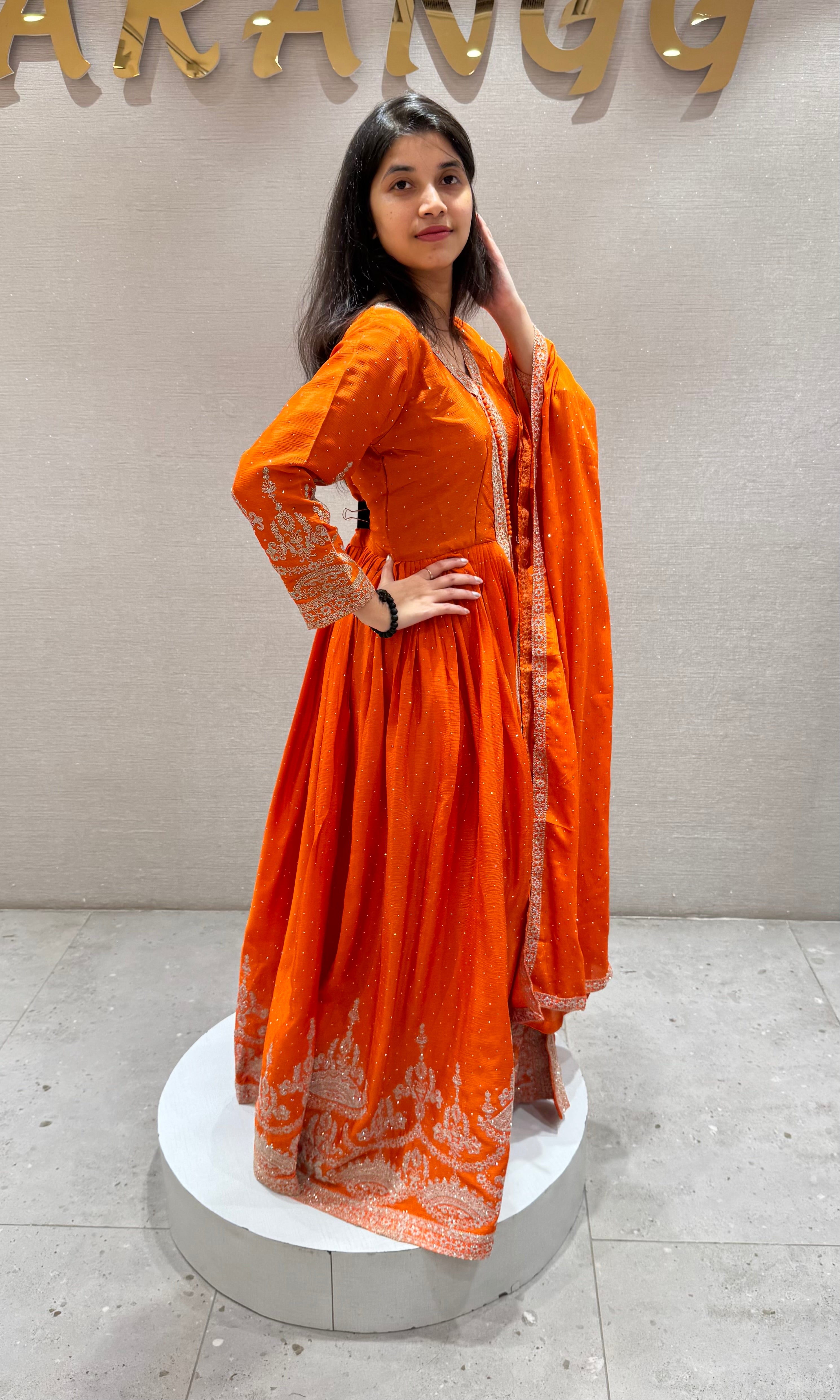 Rust GOLDEN GLOW EMBROIDERY ANARKALI