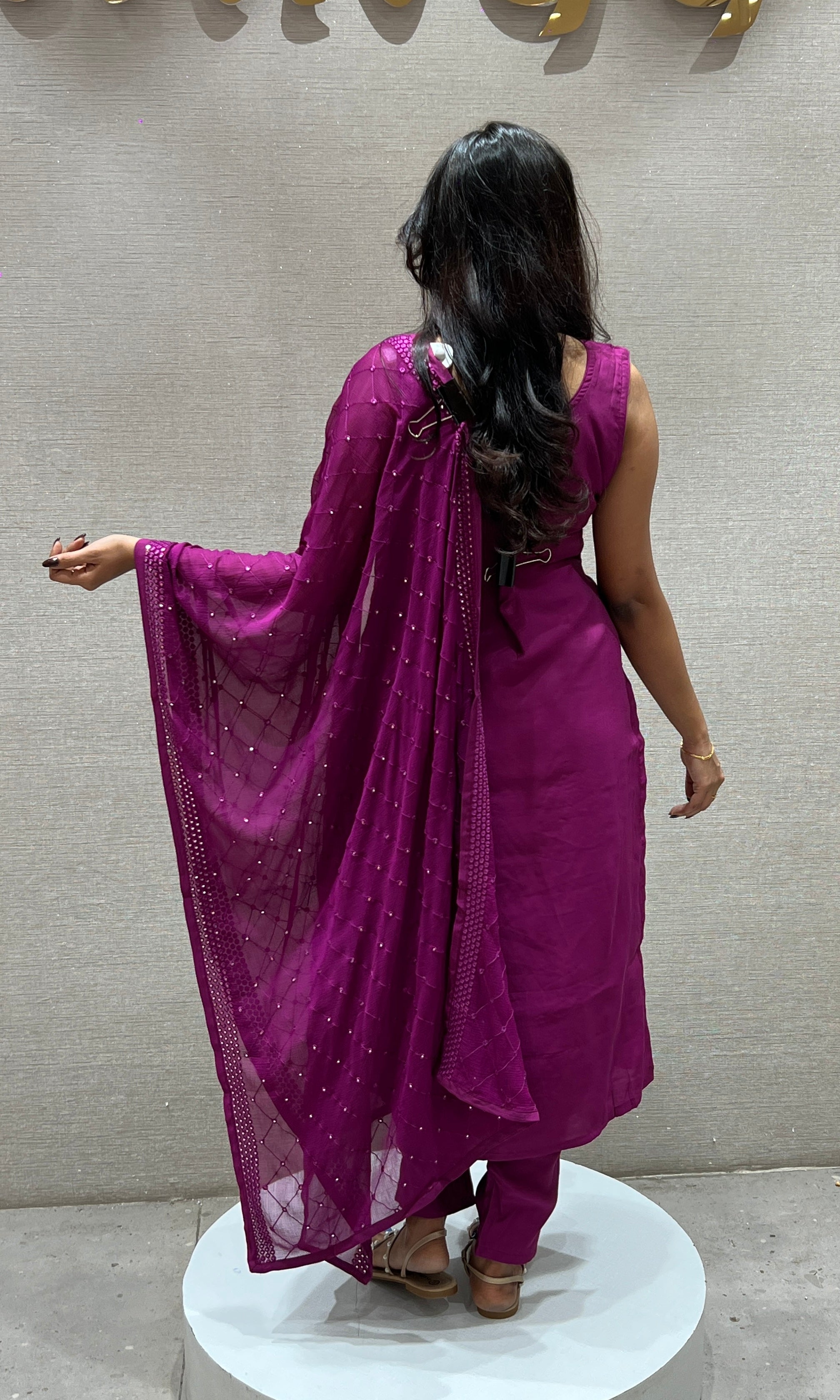 Embellished Wine kurta set