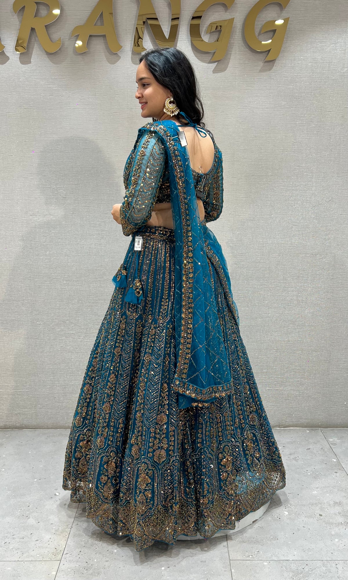 Peacock Blue & Gold Zari Work Lehenga Set