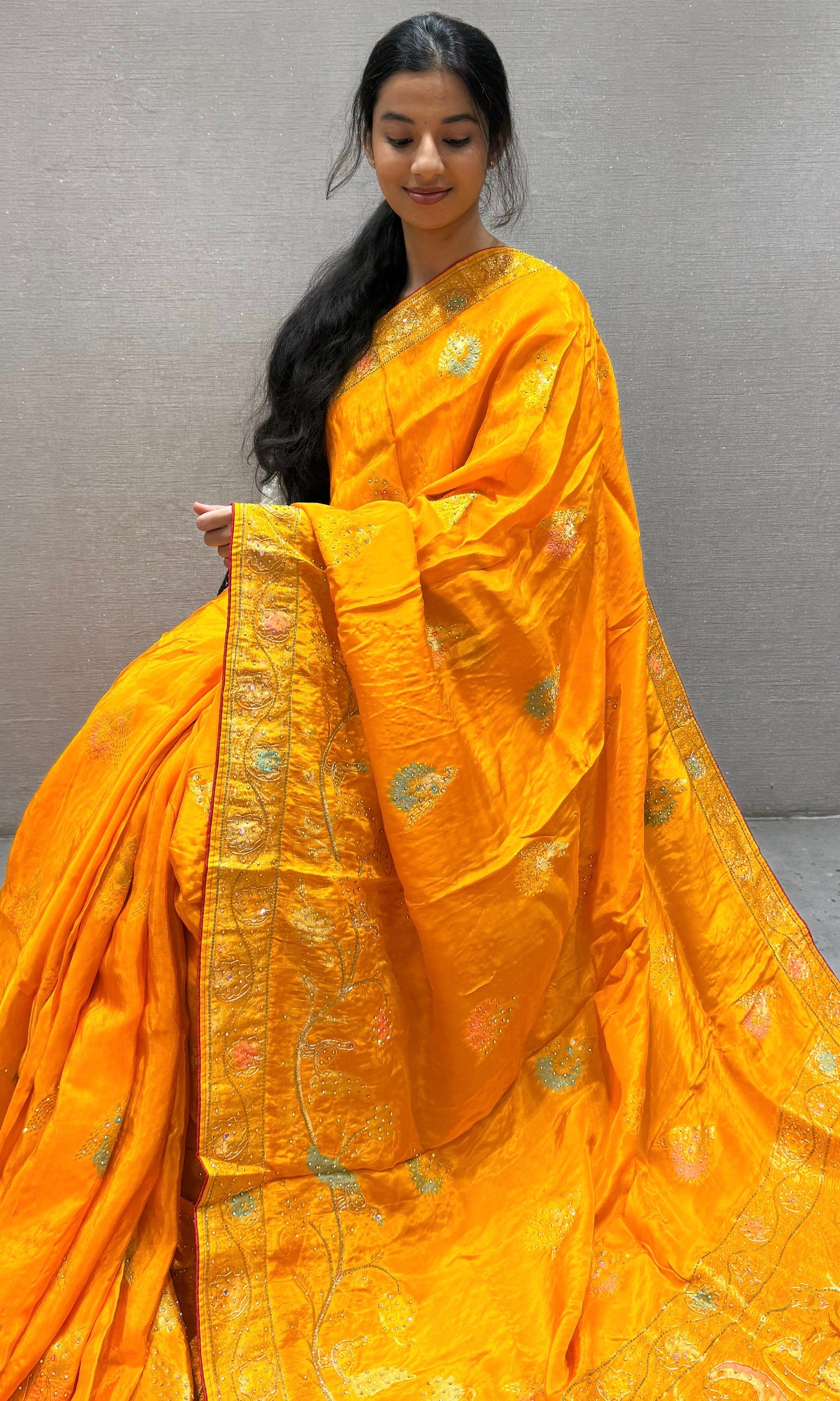Gold Yellow Banarasi saree