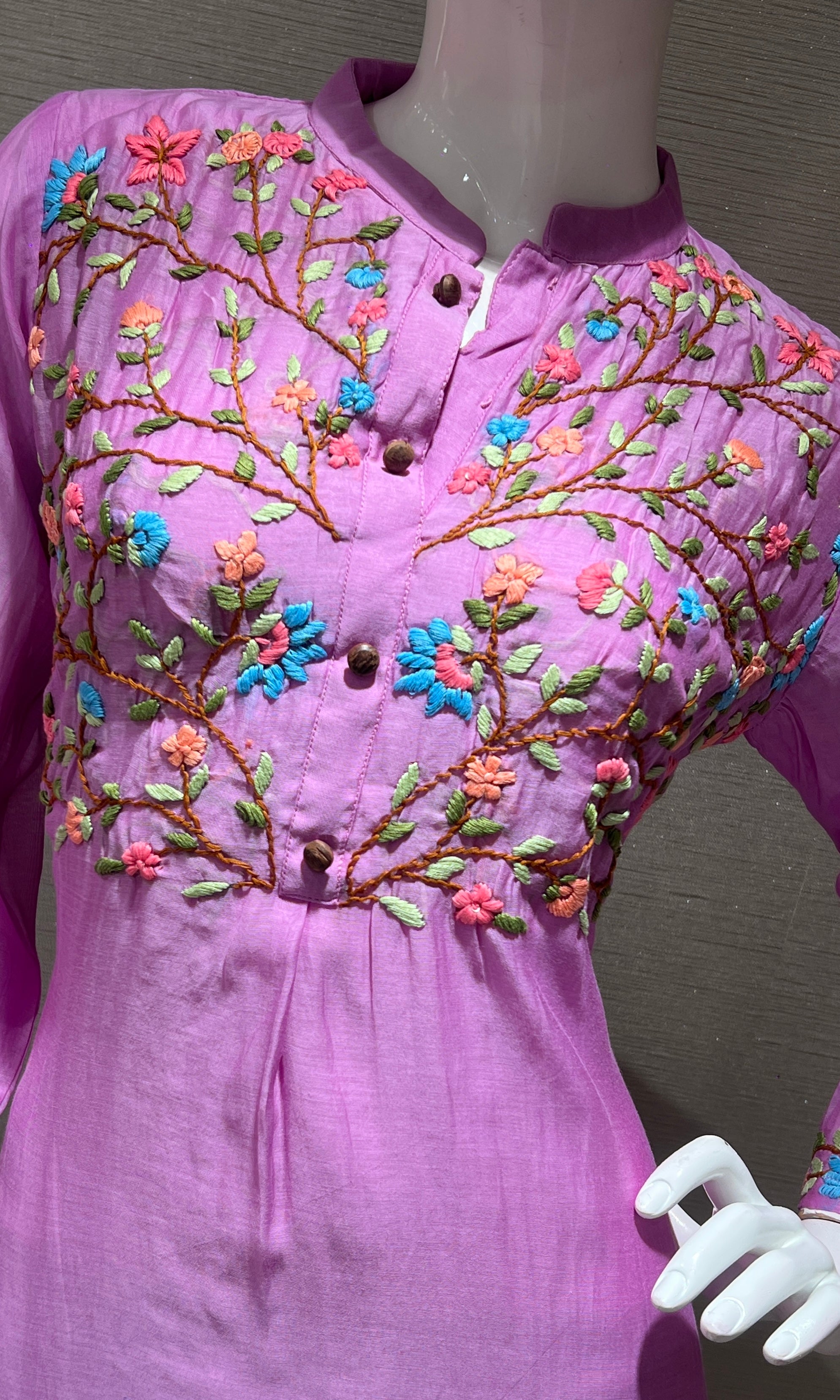 Lavender FLORAL MUL CHANDERI kurta set