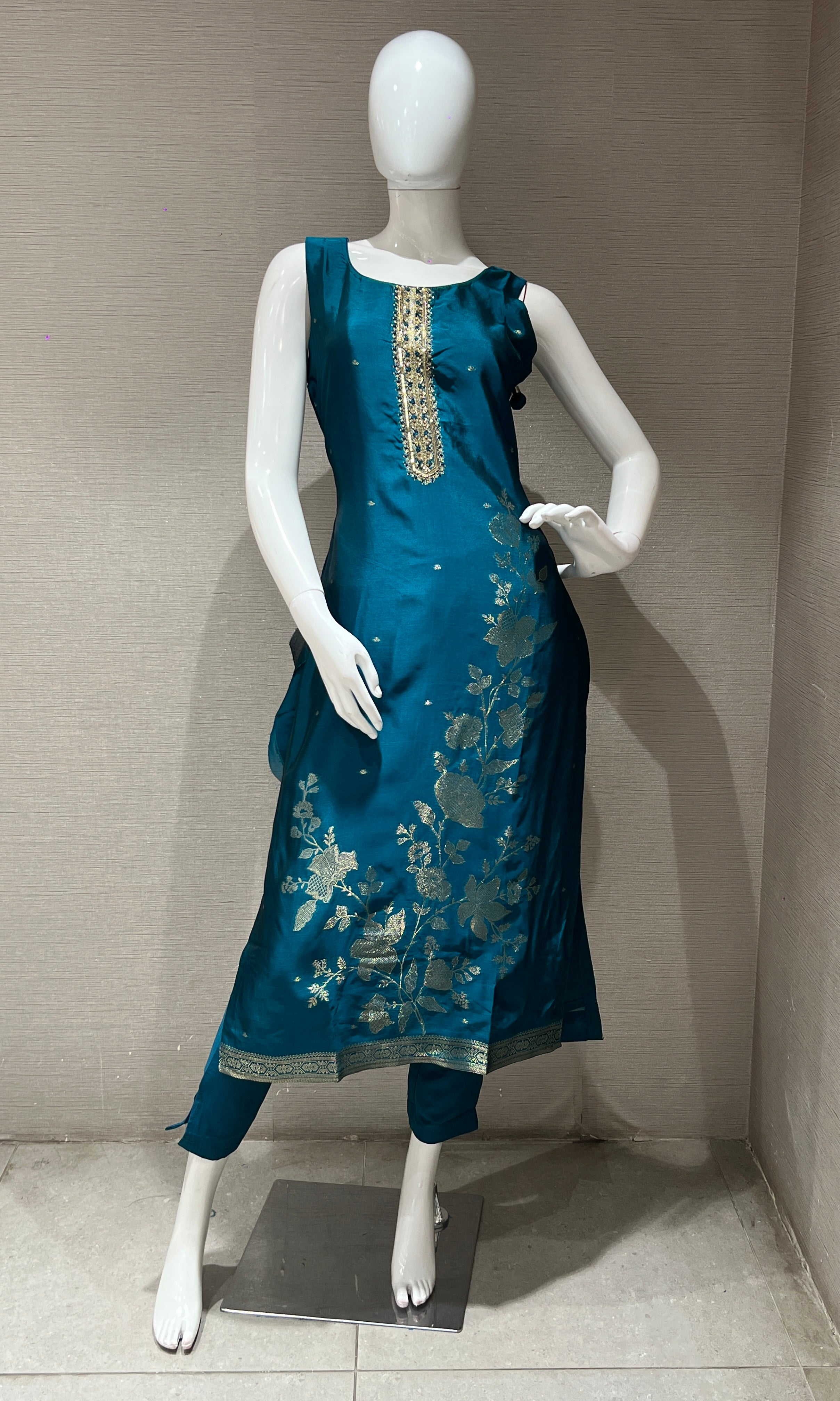 peacock Blue kurta set