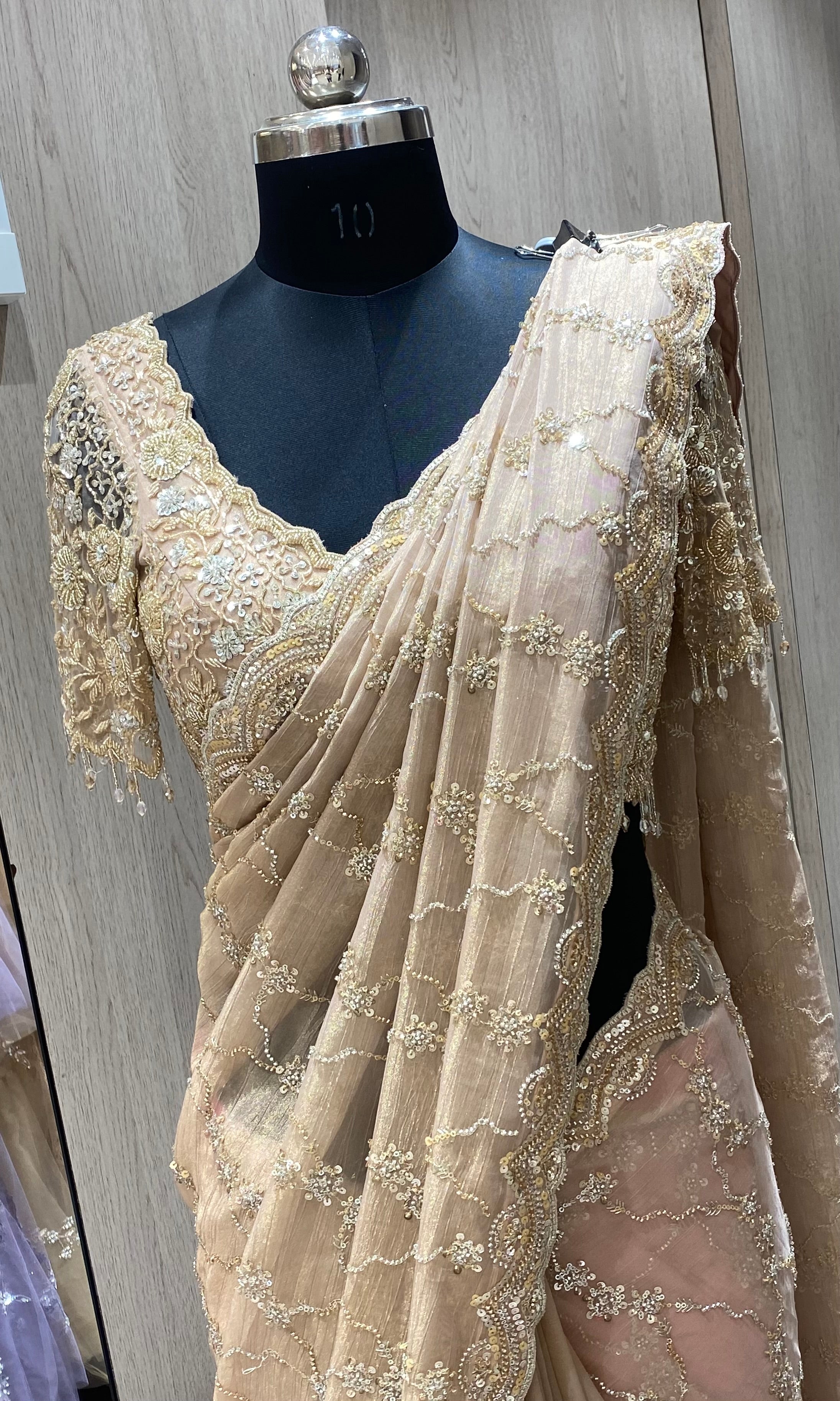 Onion pink saree with ready blouse