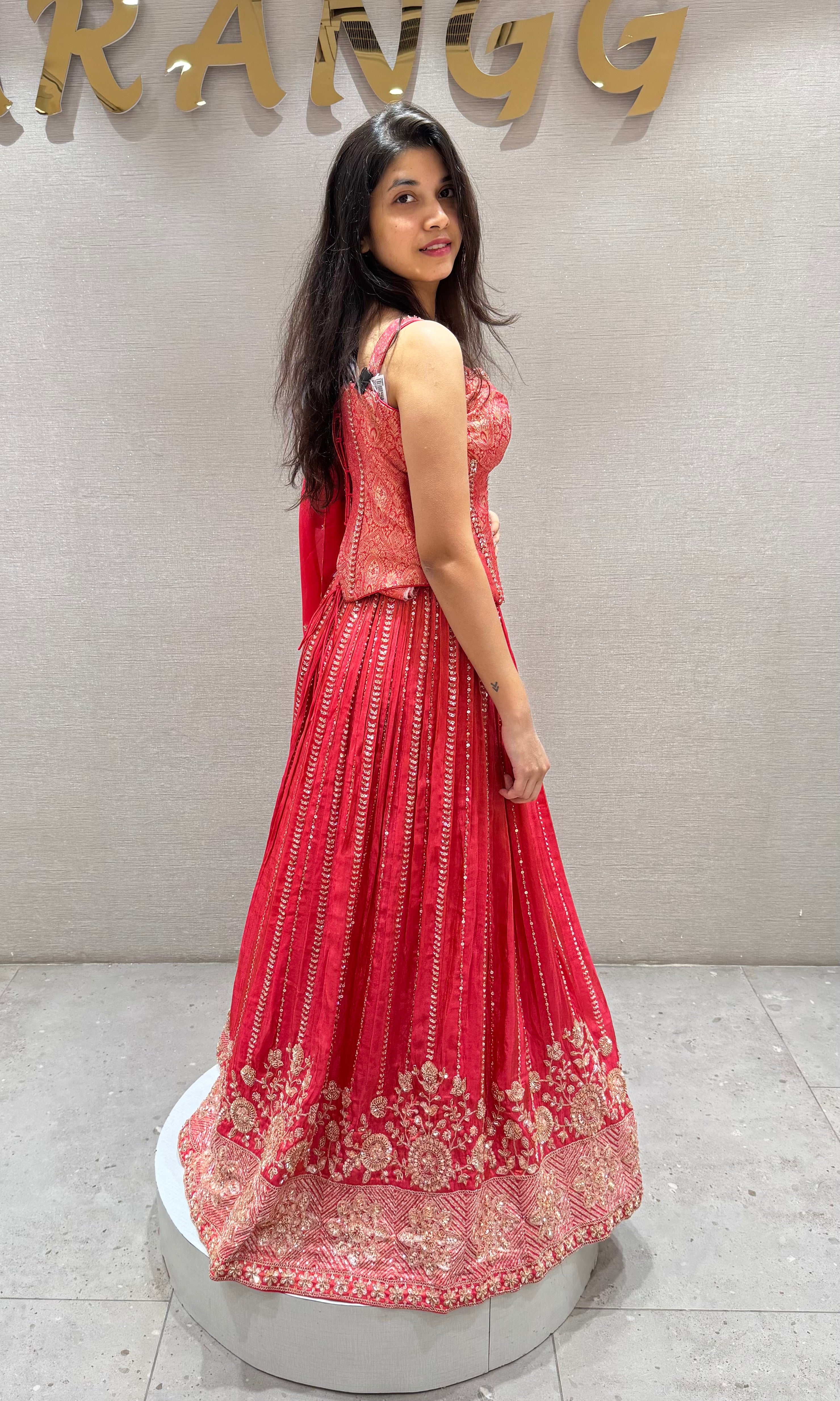 Rani pink EMBELLISHED LEHENGA WITH CORSET BLOUSE