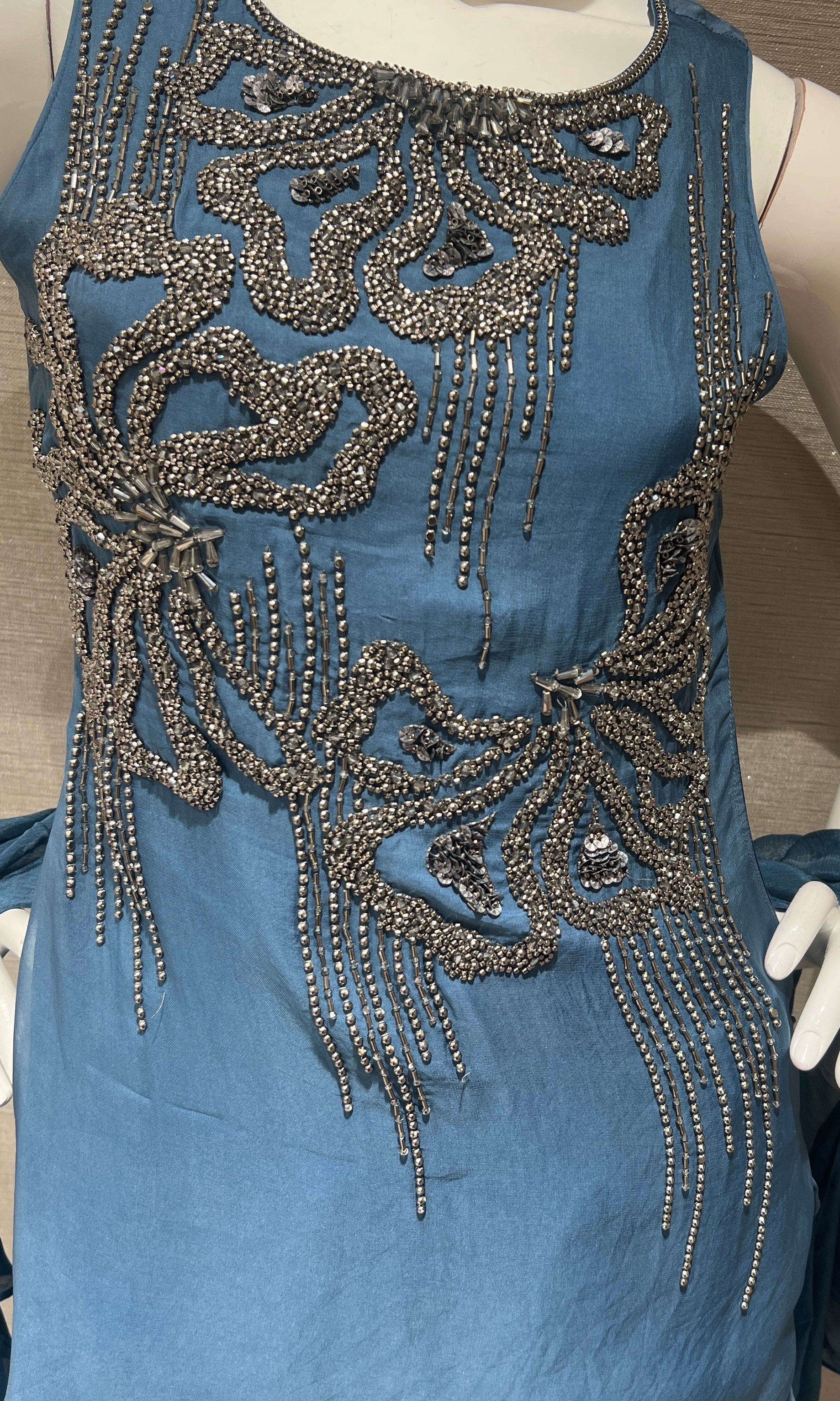 Dusty Blue Georgette Embellished Palazzo set