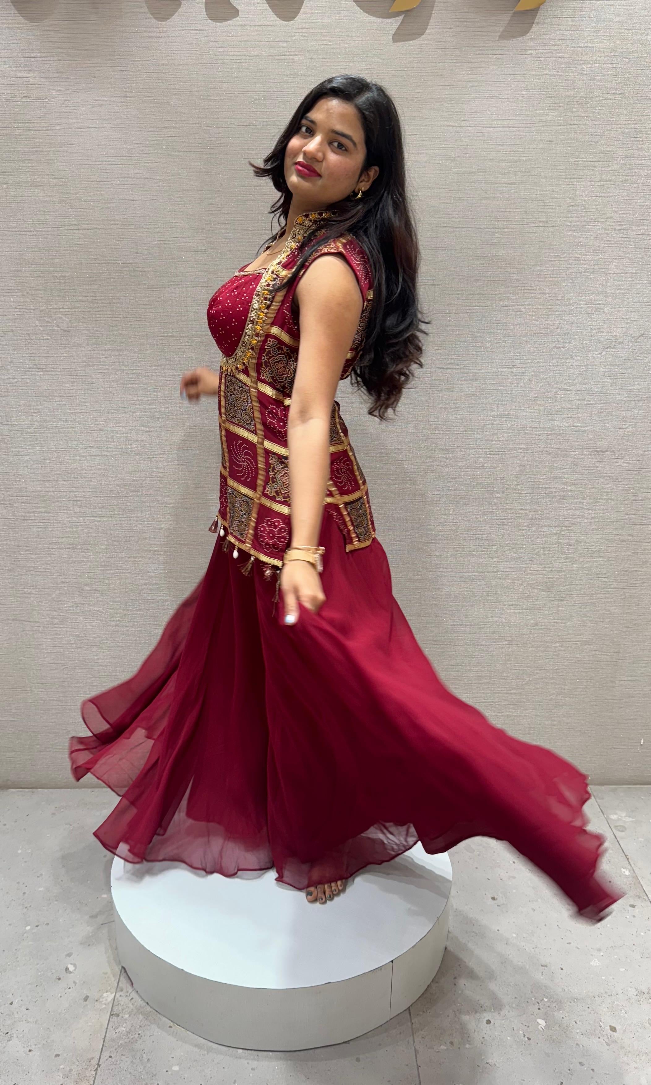 Maroon EMBROIDERED PALAZZO