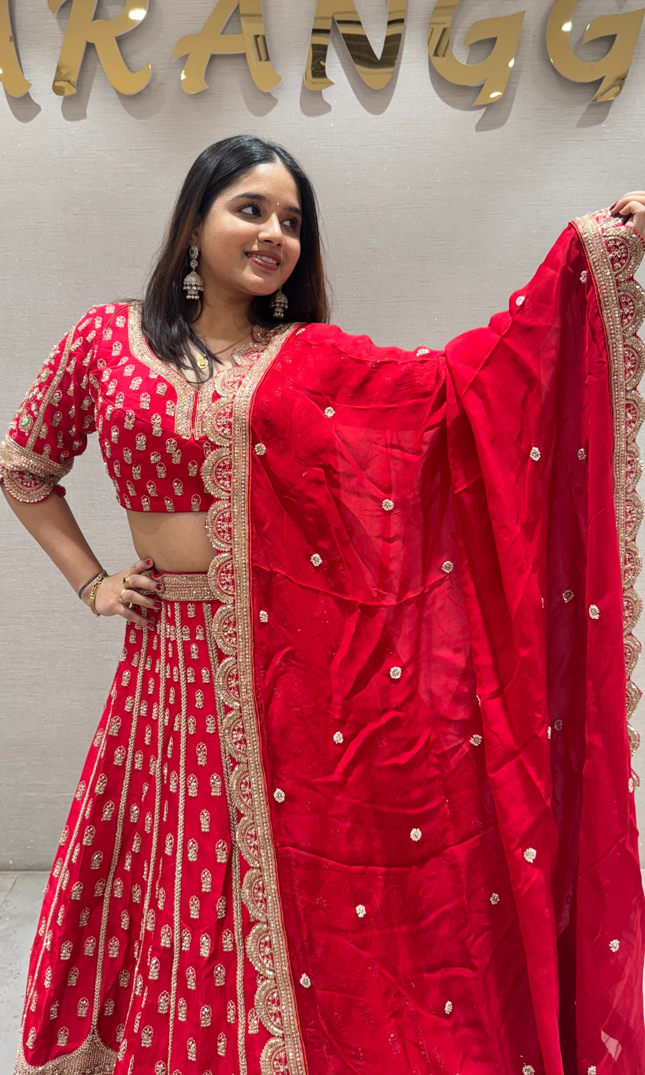 Royal Red lehenga with gold embroidery