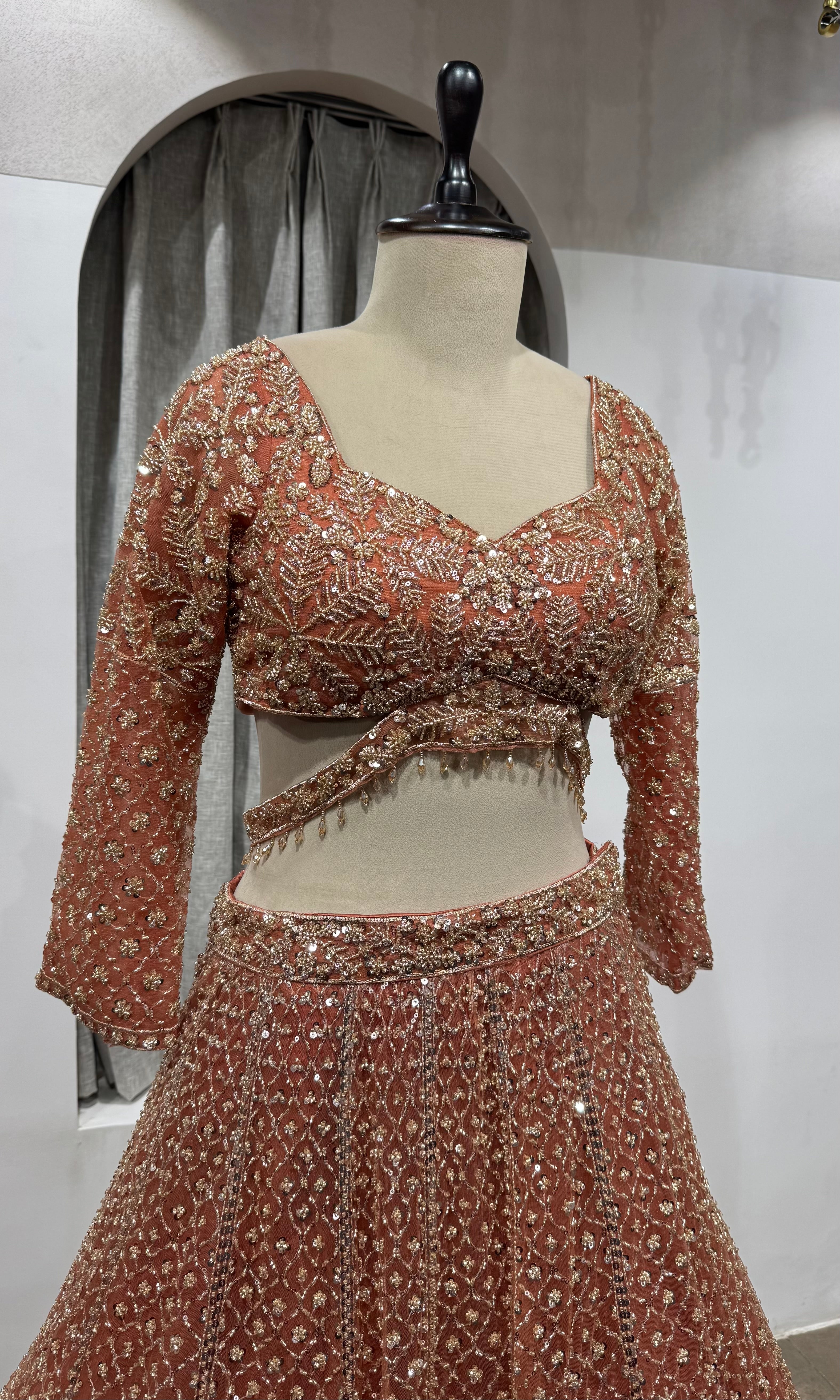 Rust Orange Georgette Lehenga set