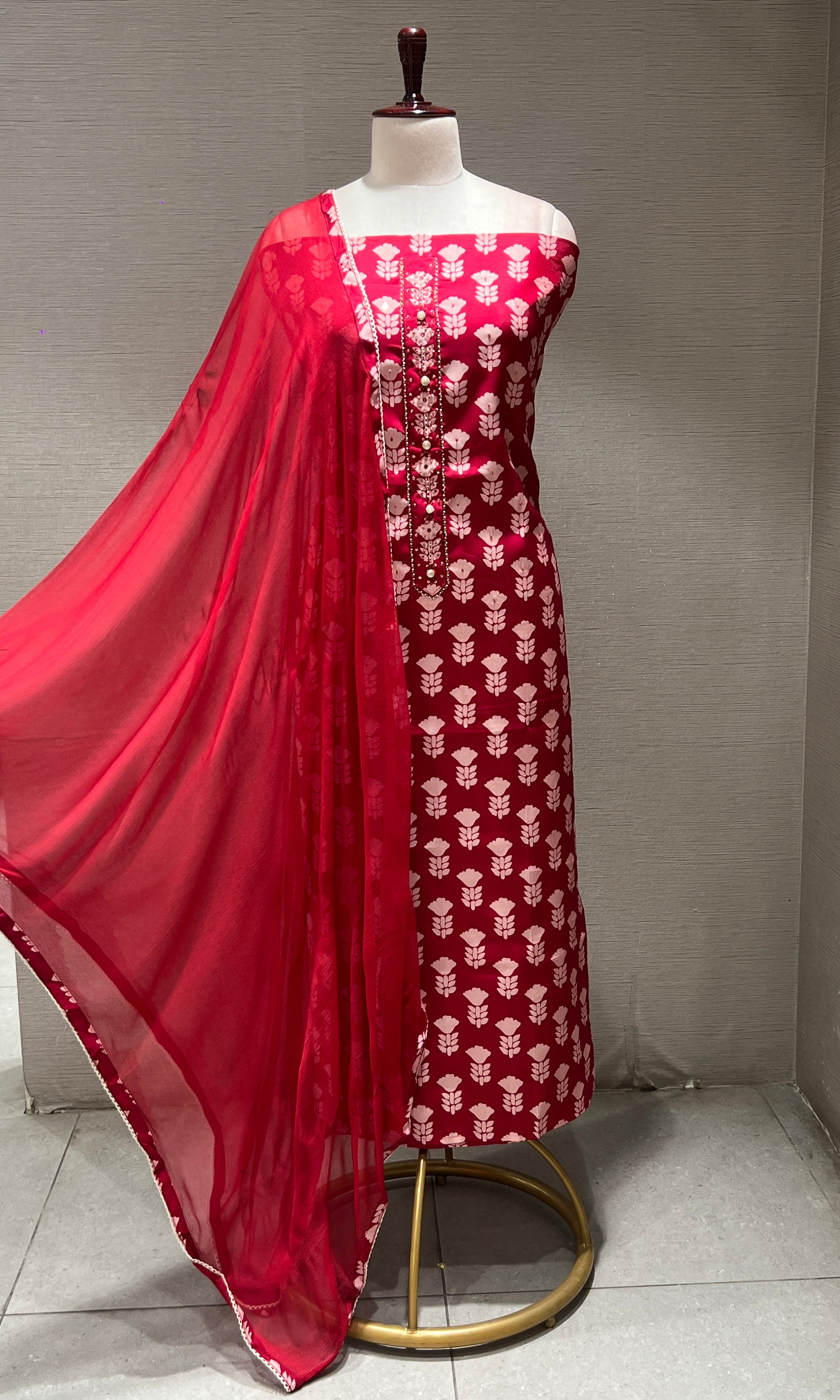 Maroon dress material