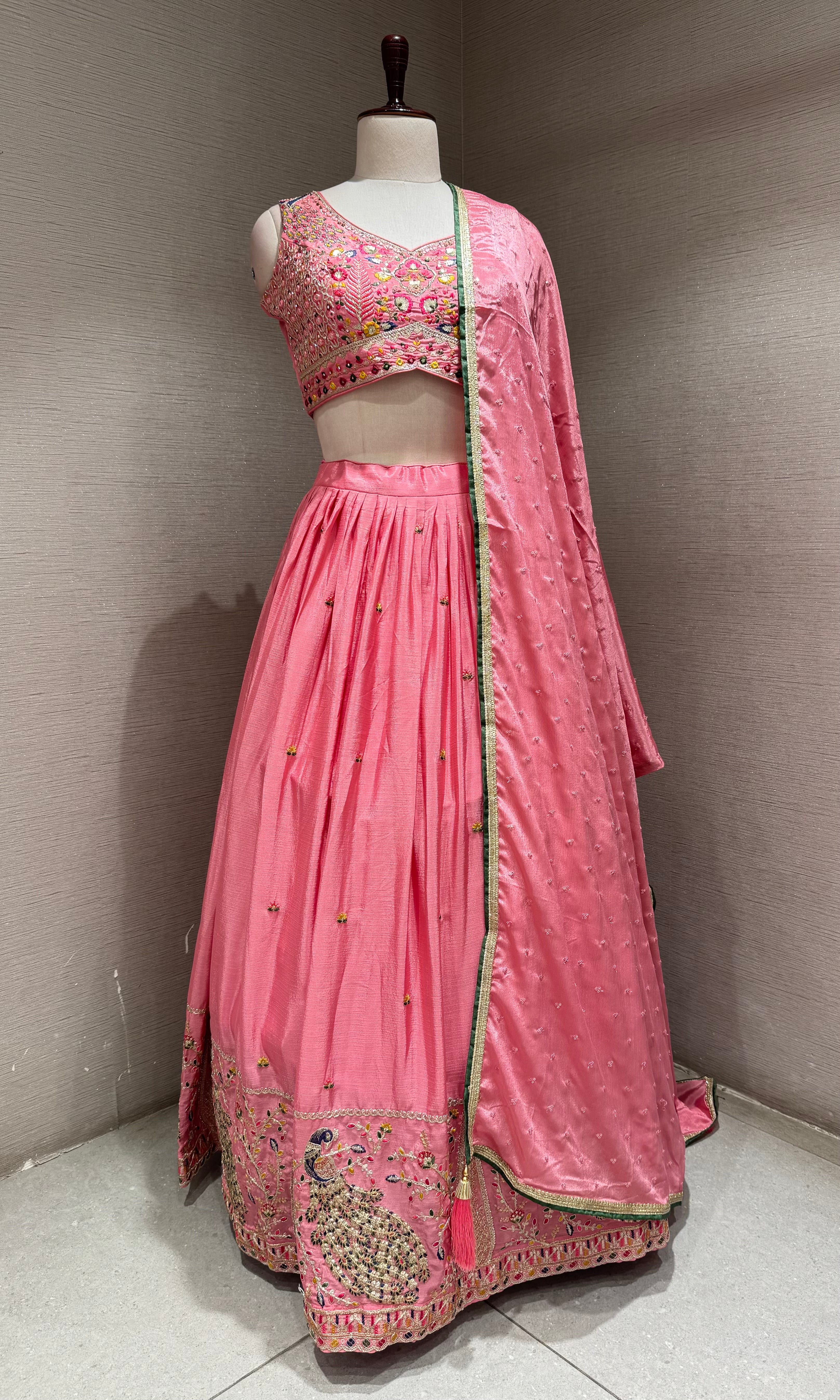 Pink Embroidered Lehenga Set