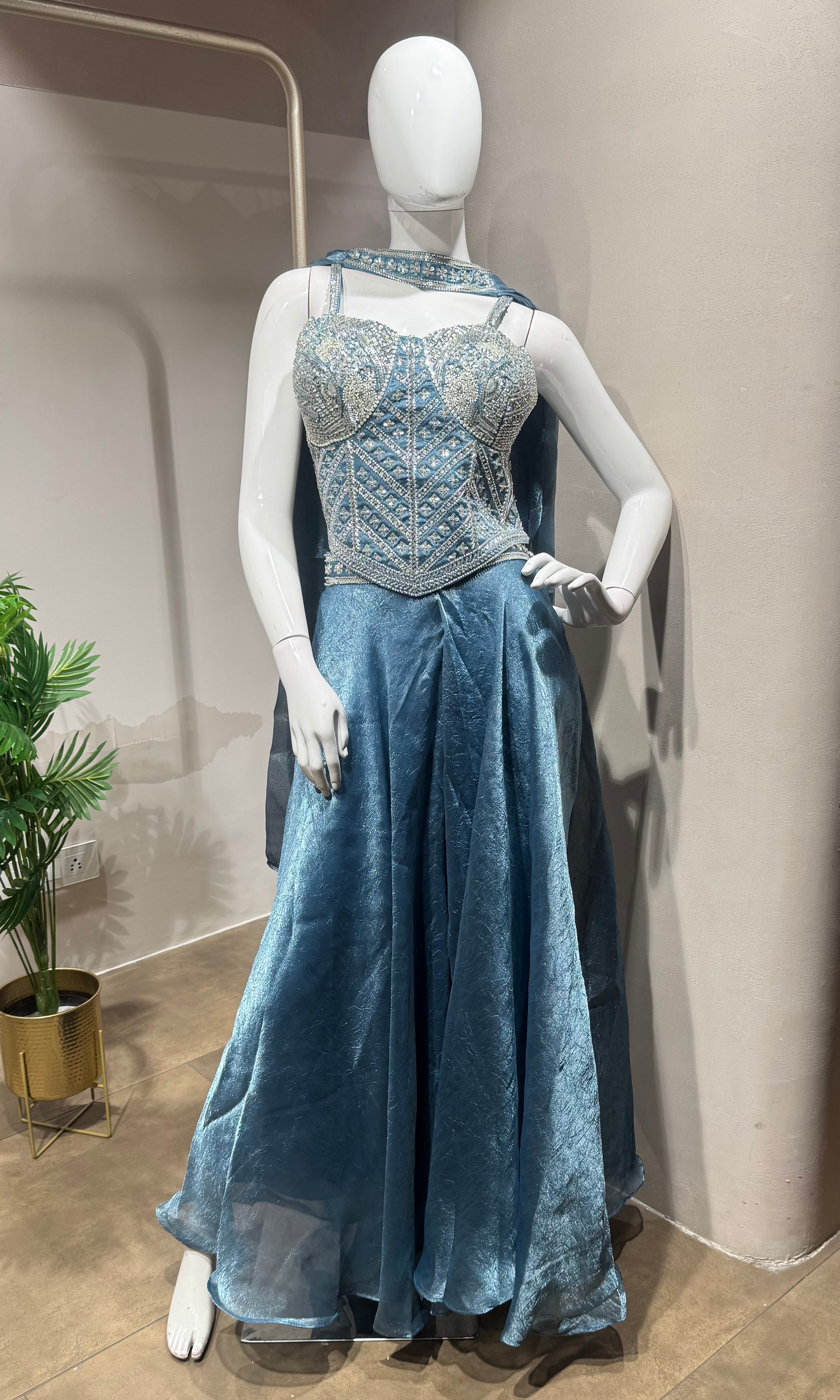 SEA Blue Shimmering Palazzo Set