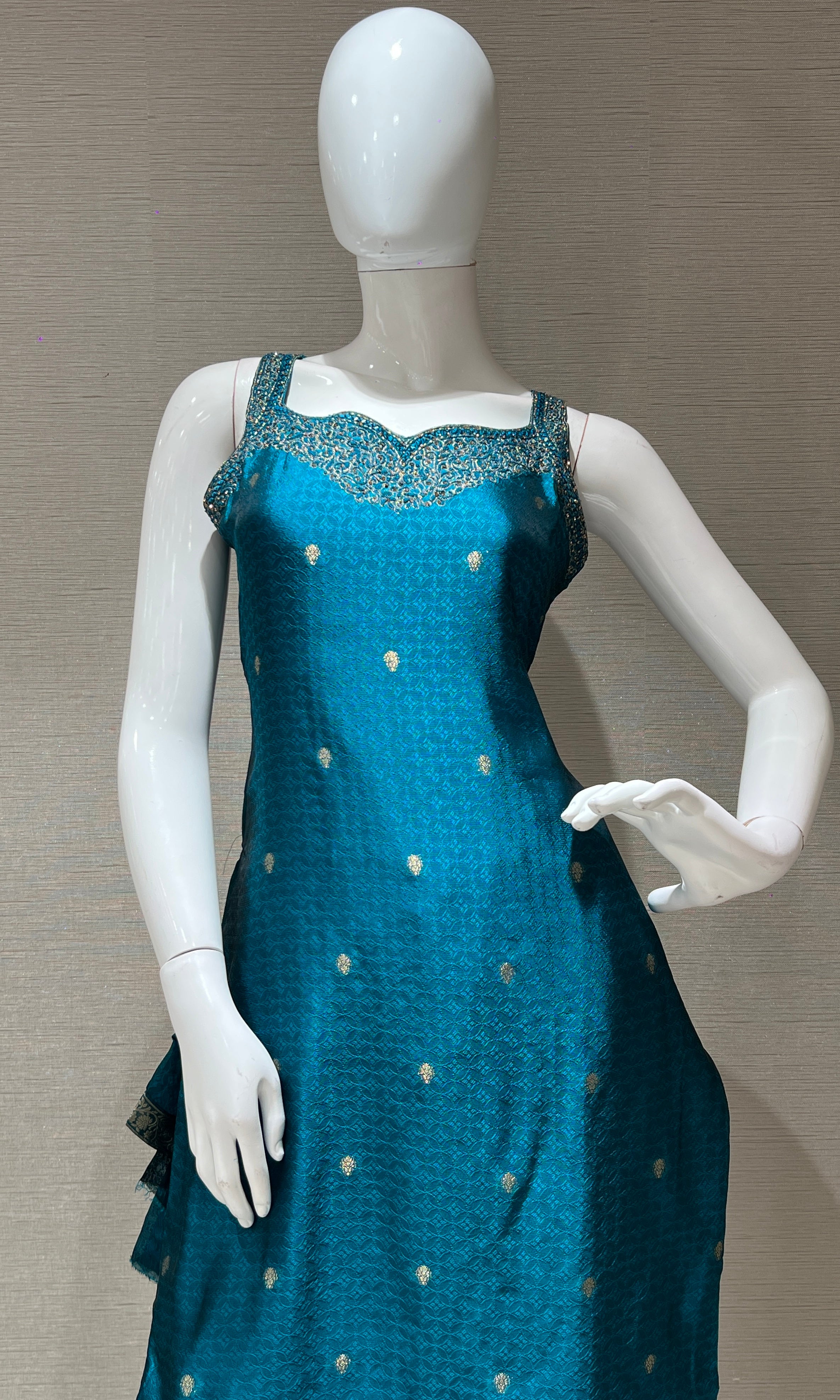 Peacock blue kurta set