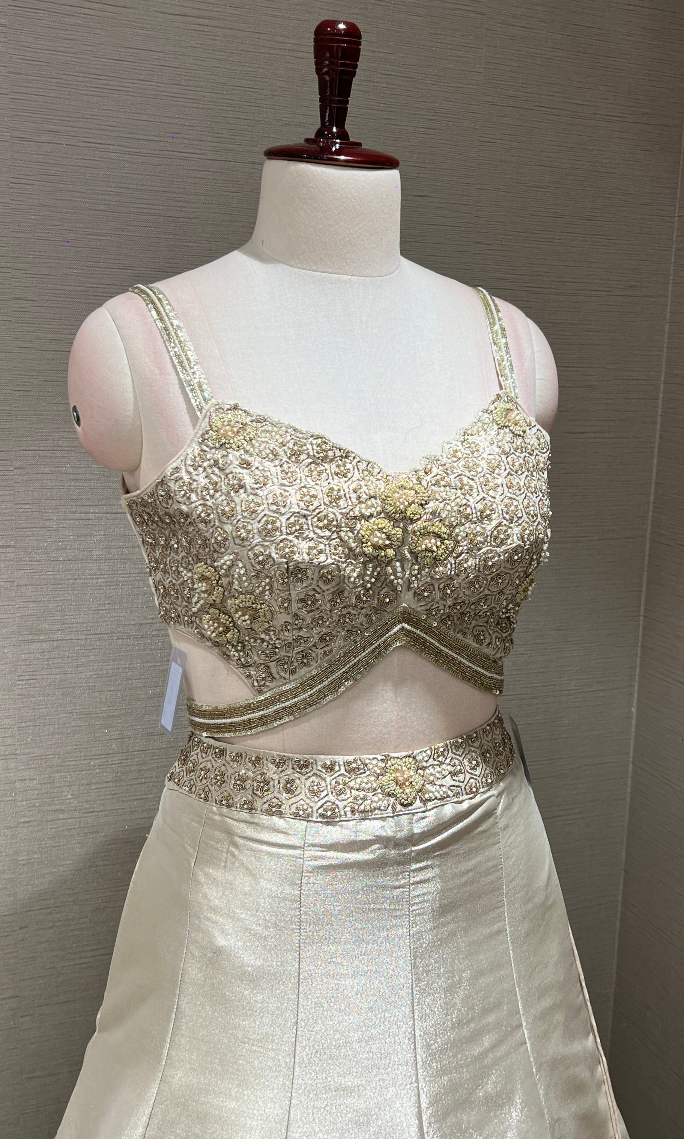 Gold Lehenga with mobile pocket