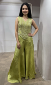 Mehendi Green Tissue Corset Flared Palazzo Set