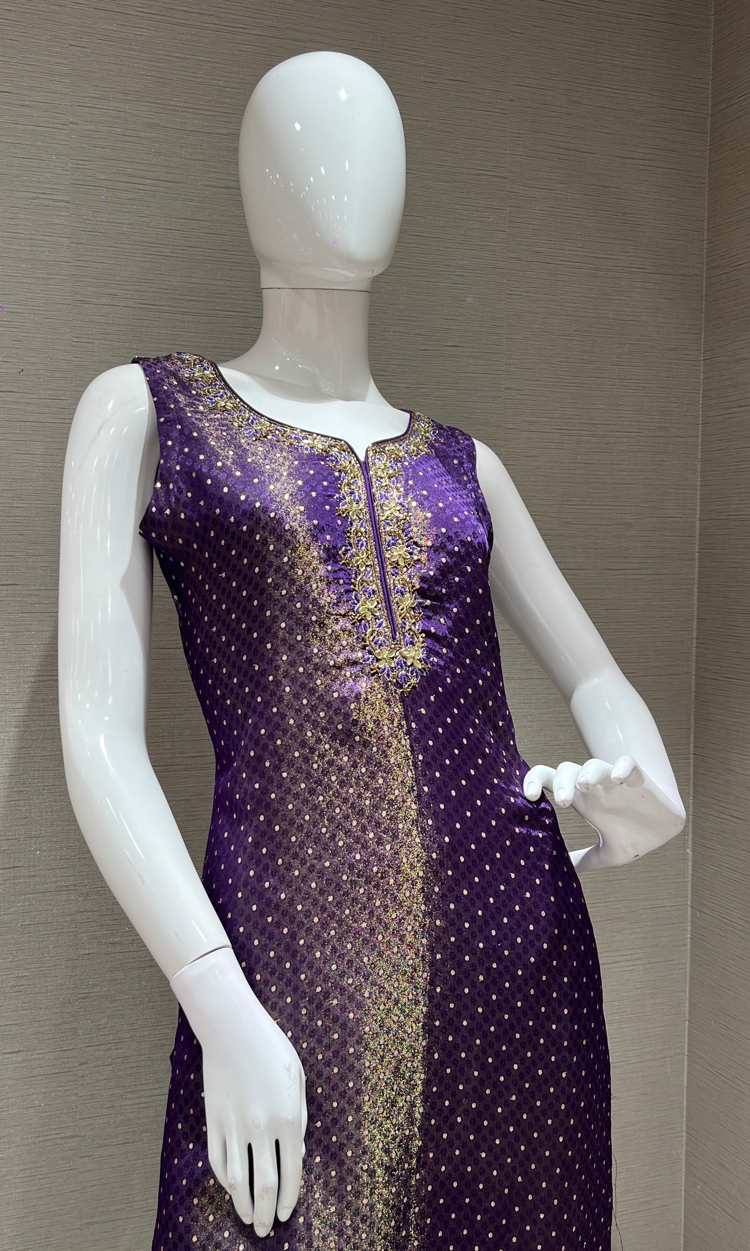 purple embroidered  kurta set with dupatta