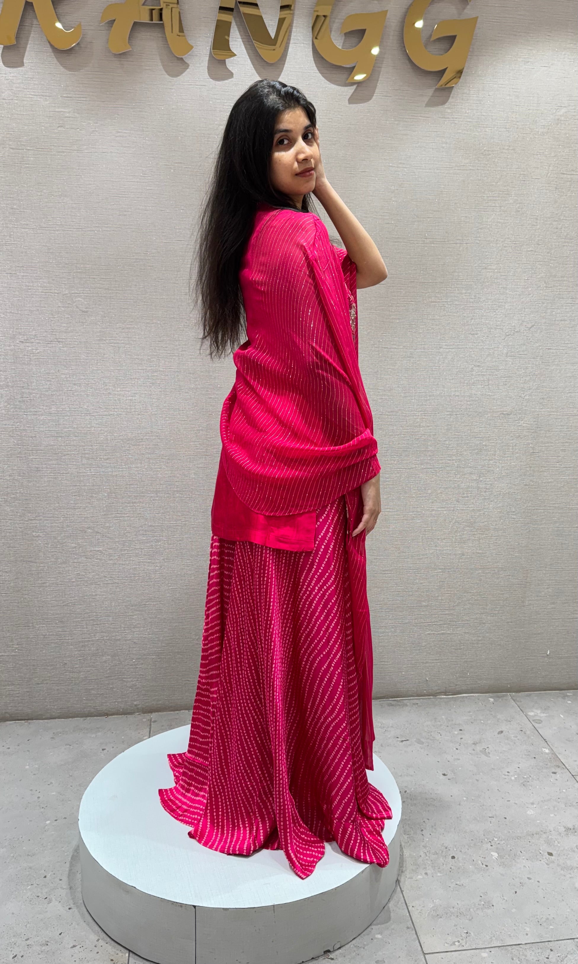 Rani Pink Embroidered Sharara Set