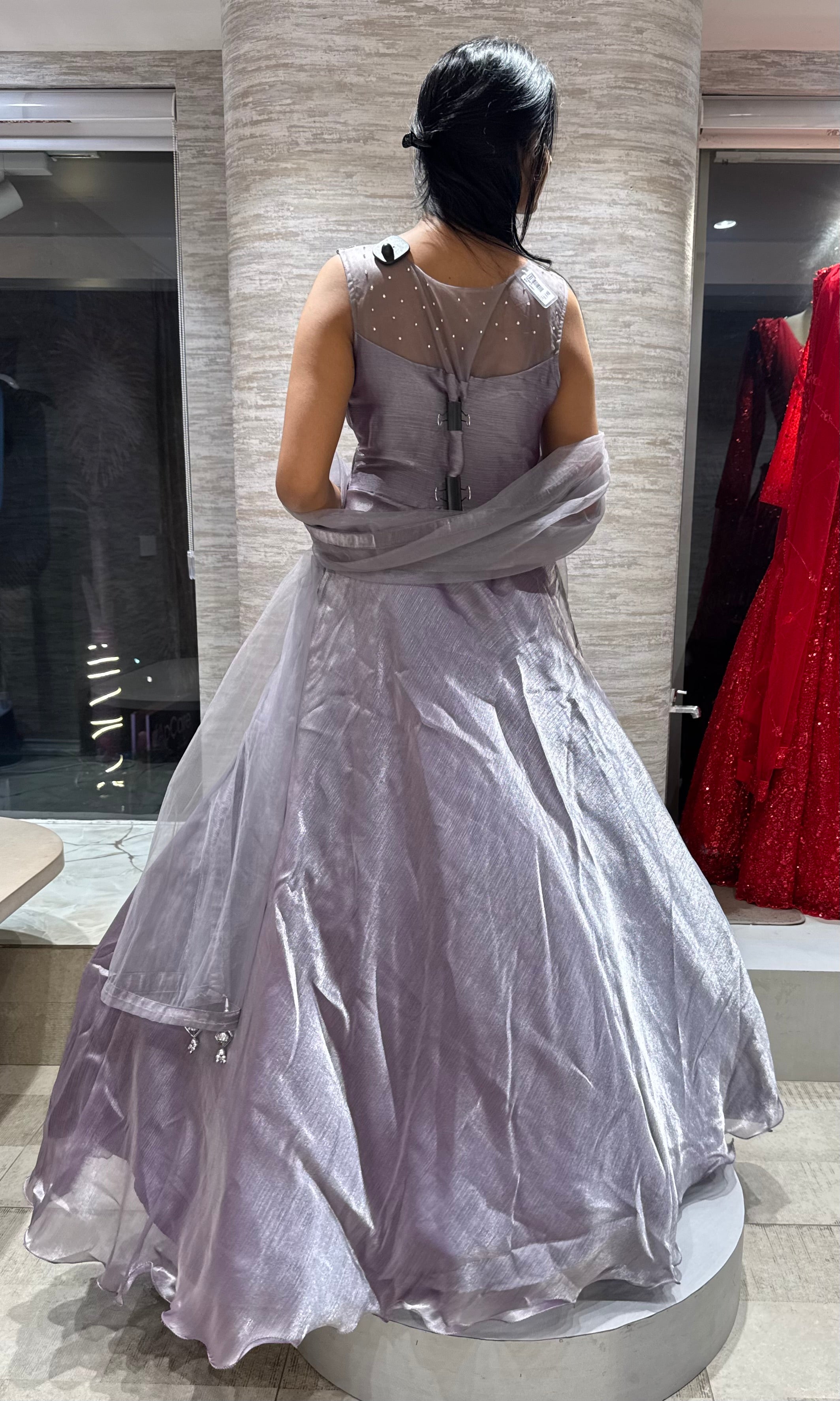 LIGHT purple shimmer organza gown