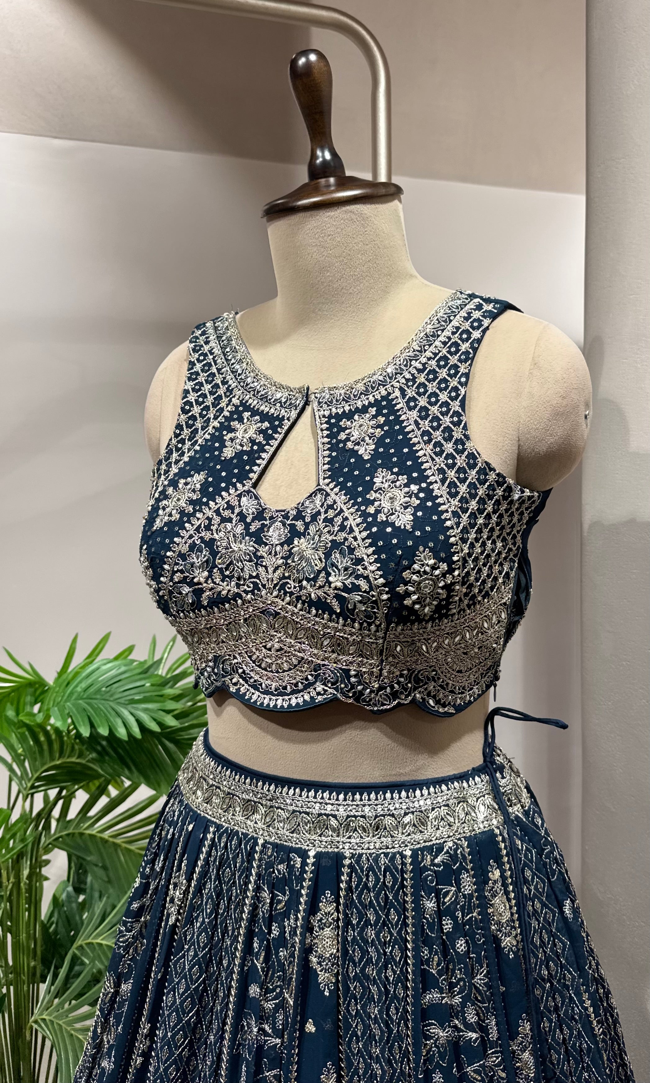 blue georgette designer lehenga choli